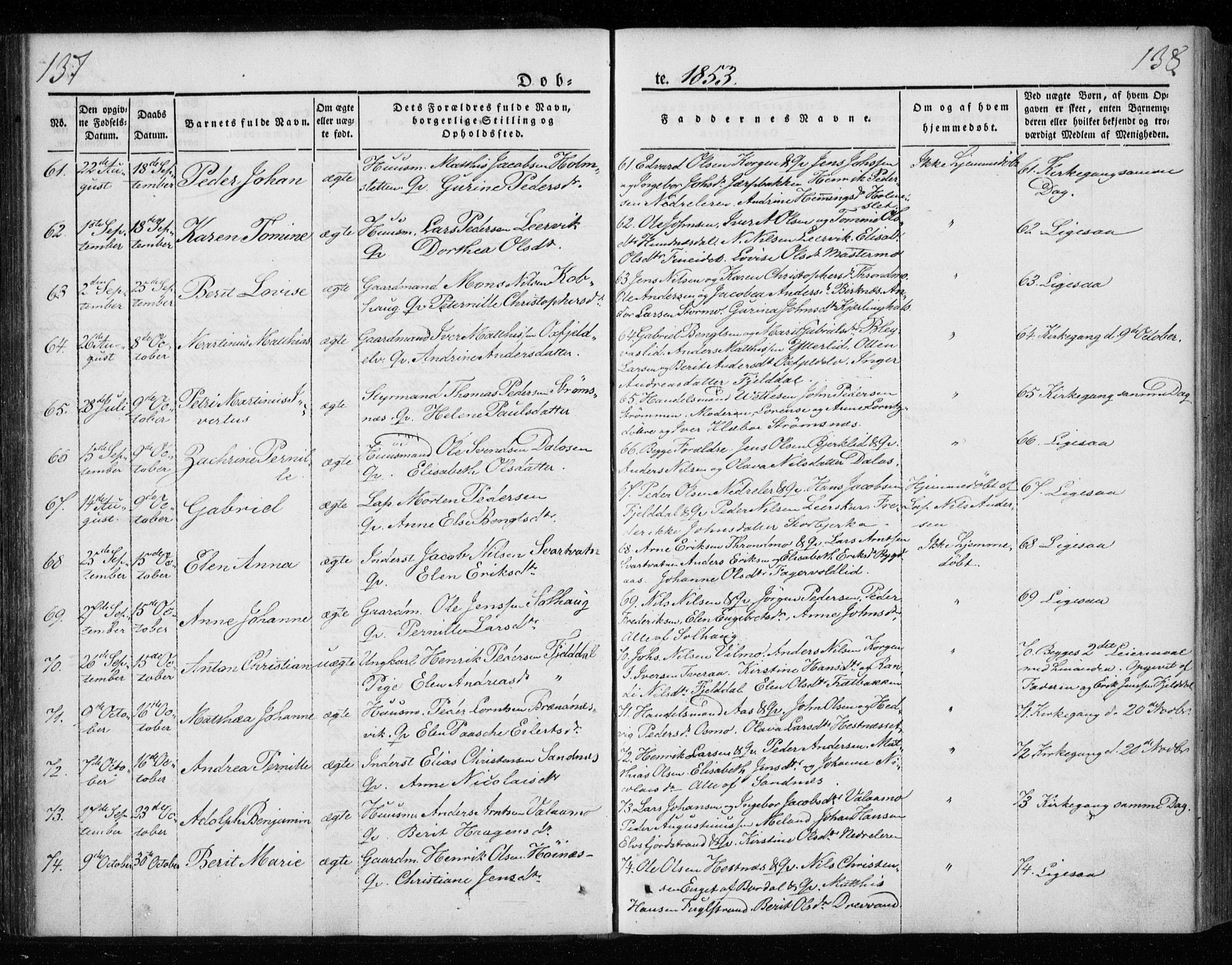 Ministerialprotokoller, klokkerbøker og fødselsregistre - Nordland, AV/SAT-A-1459/825/L0355: Ministerialbok nr. 825A09, 1842-1863, s. 137-138