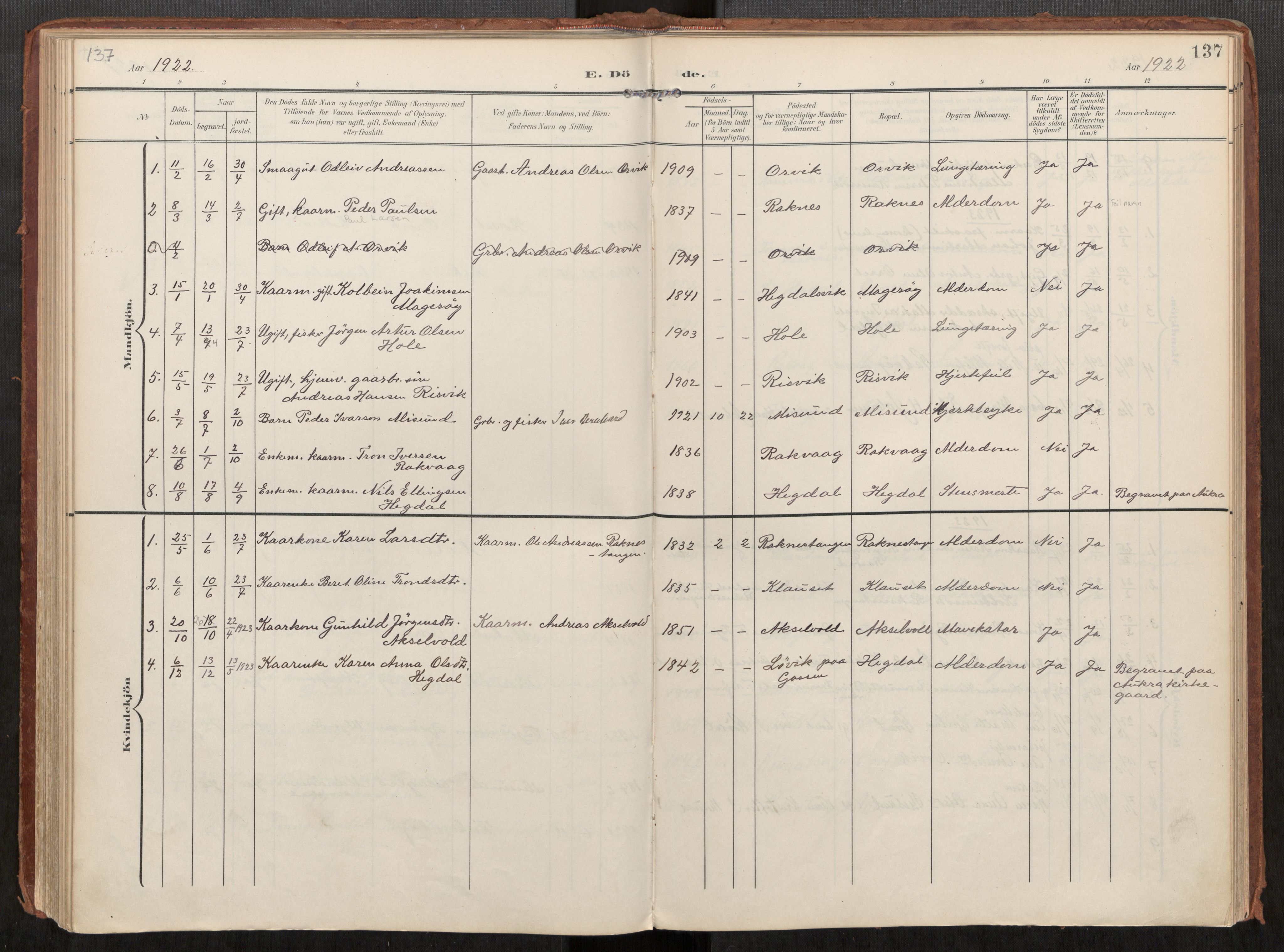 Ministerialprotokoller, klokkerbøker og fødselsregistre - Møre og Romsdal, AV/SAT-A-1454/563/L0740: Ministerialbok nr. 563A02, 1903-1923, s. 137