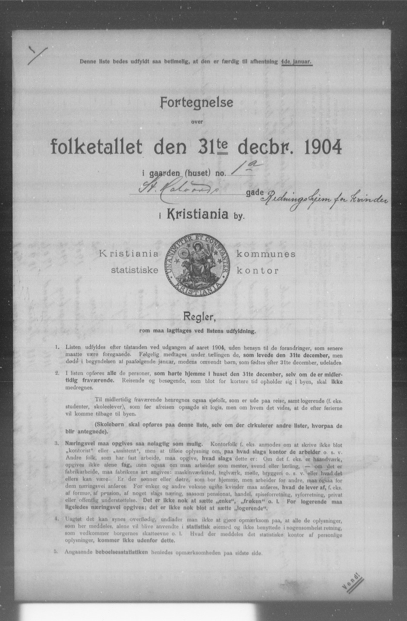 OBA, Kommunal folketelling 31.12.1904 for Kristiania kjøpstad, 1904, s. 16914