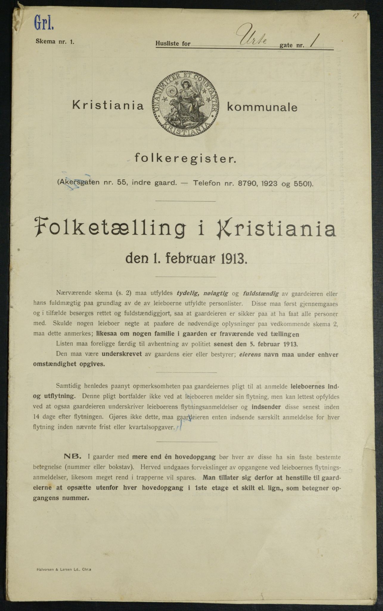 OBA, Kommunal folketelling 1.2.1913 for Kristiania, 1913, s. 120472