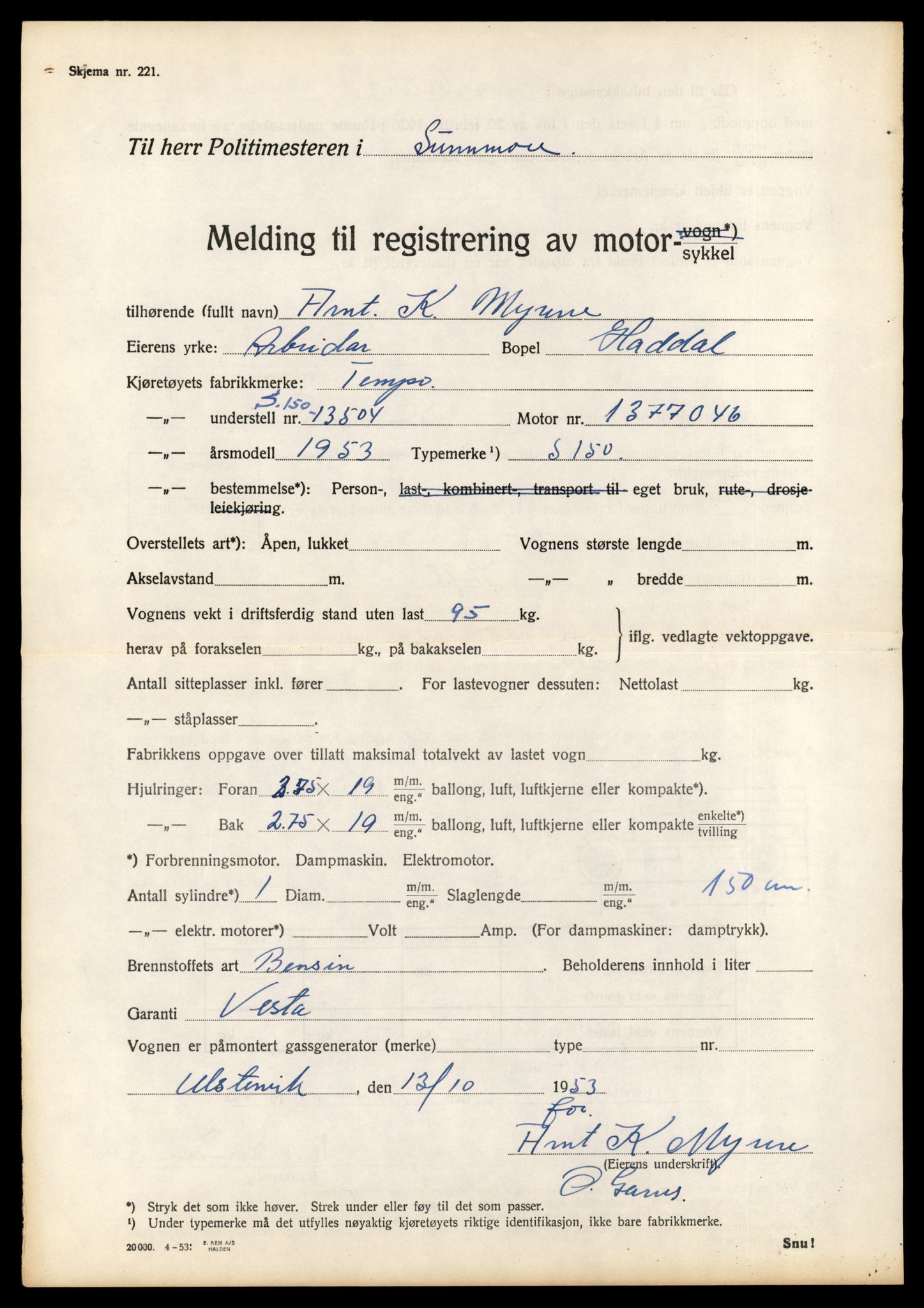 Møre og Romsdal vegkontor - Ålesund trafikkstasjon, AV/SAT-A-4099/F/Fe/L0037: Registreringskort for kjøretøy T 13031 - T 13179, 1927-1998, s. 155