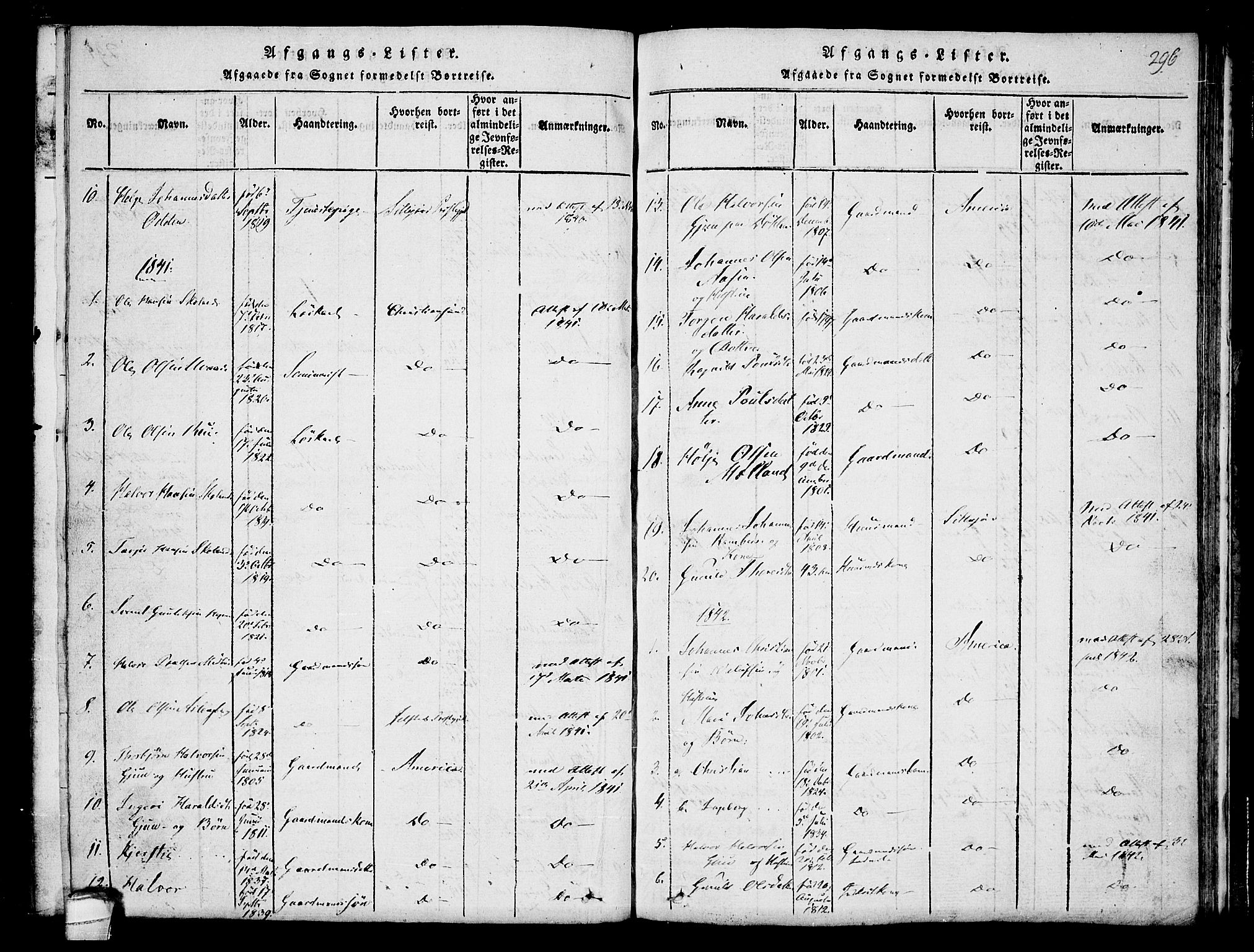 Hjartdal kirkebøker, AV/SAKO-A-270/F/Fa/L0007: Ministerialbok nr. I 7, 1815-1843, s. 296