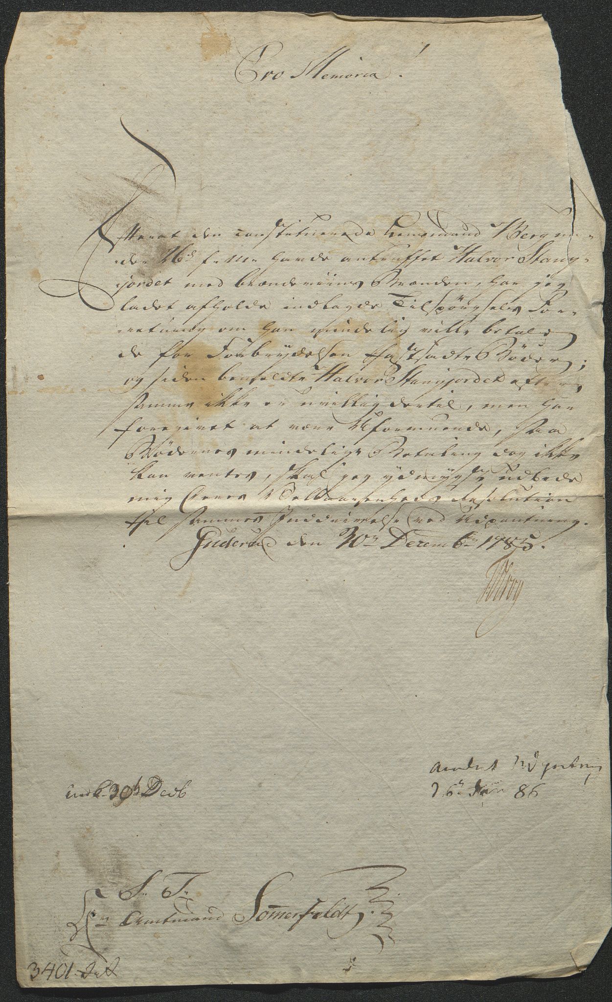 Fylkesmannen i Oppland, SAH/FYO-002/1/D/Dl/L0509B: Brev fra fogden i Toten, 1785-1786, s. 252