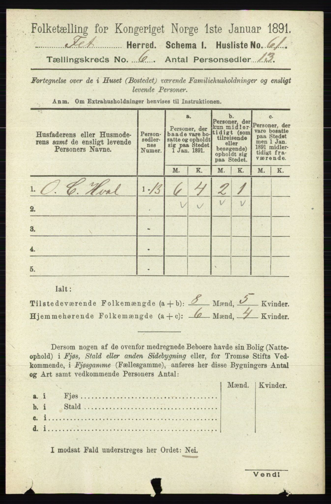 RA, Folketelling 1891 for 0227 Fet herred, 1891, s. 1931