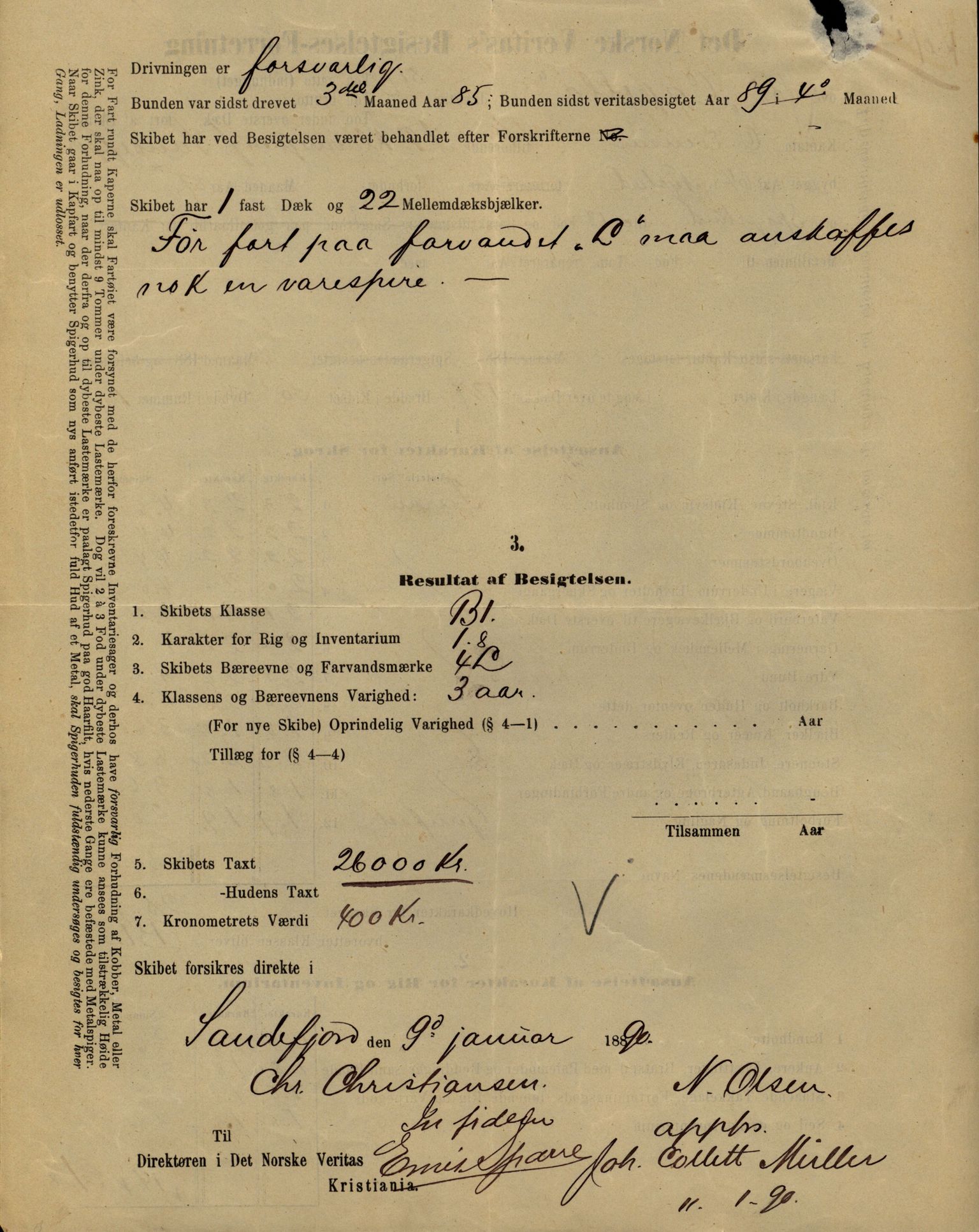 Pa 63 - Østlandske skibsassuranceforening, VEMU/A-1079/G/Ga/L0029/0002: Havaridokumenter / Johanne, Ocean, Capella, Columbus, Castro, 1892, s. 26