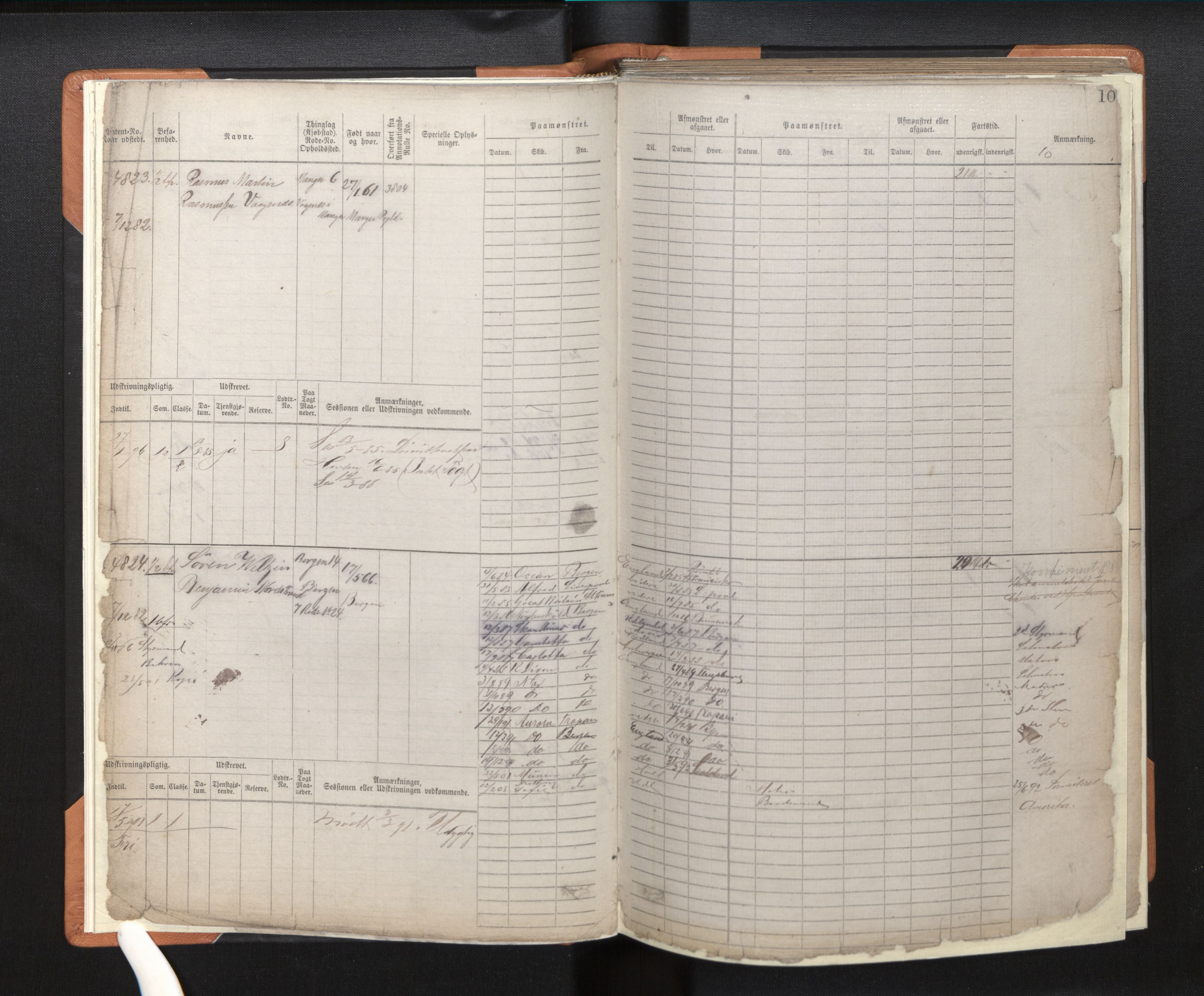 Innrulleringssjefen i Bergen, AV/SAB-A-100050/F/Fc/L0008: Sjøfartshovedrulle, nr. 4805 - 5390, 1882-1889, s. 10