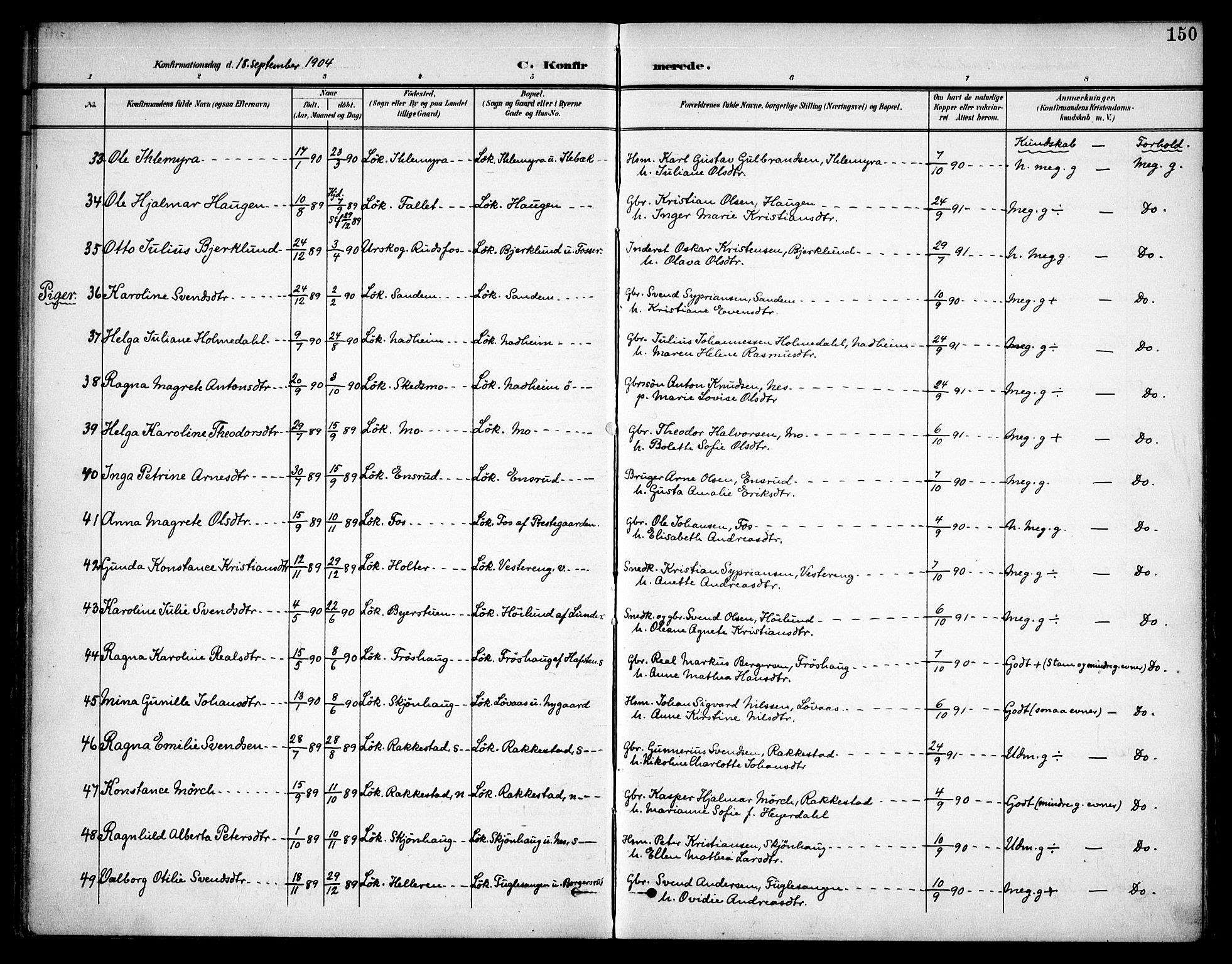 Høland prestekontor Kirkebøker, AV/SAO-A-10346a/F/Fa/L0015: Ministerialbok nr. I 15, 1897-1912, s. 150