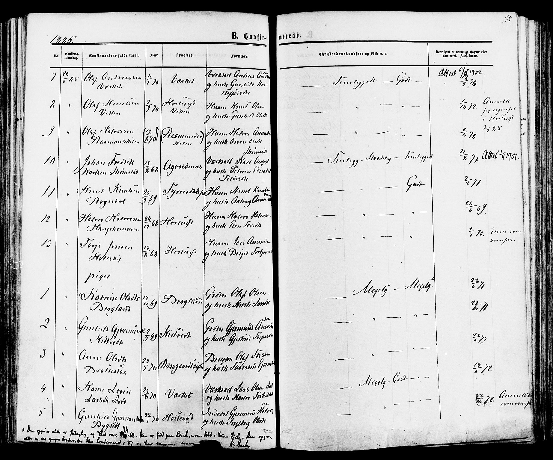 Mo kirkebøker, AV/SAKO-A-286/F/Fa/L0006: Ministerialbok nr. I 6, 1865-1885, s. 165