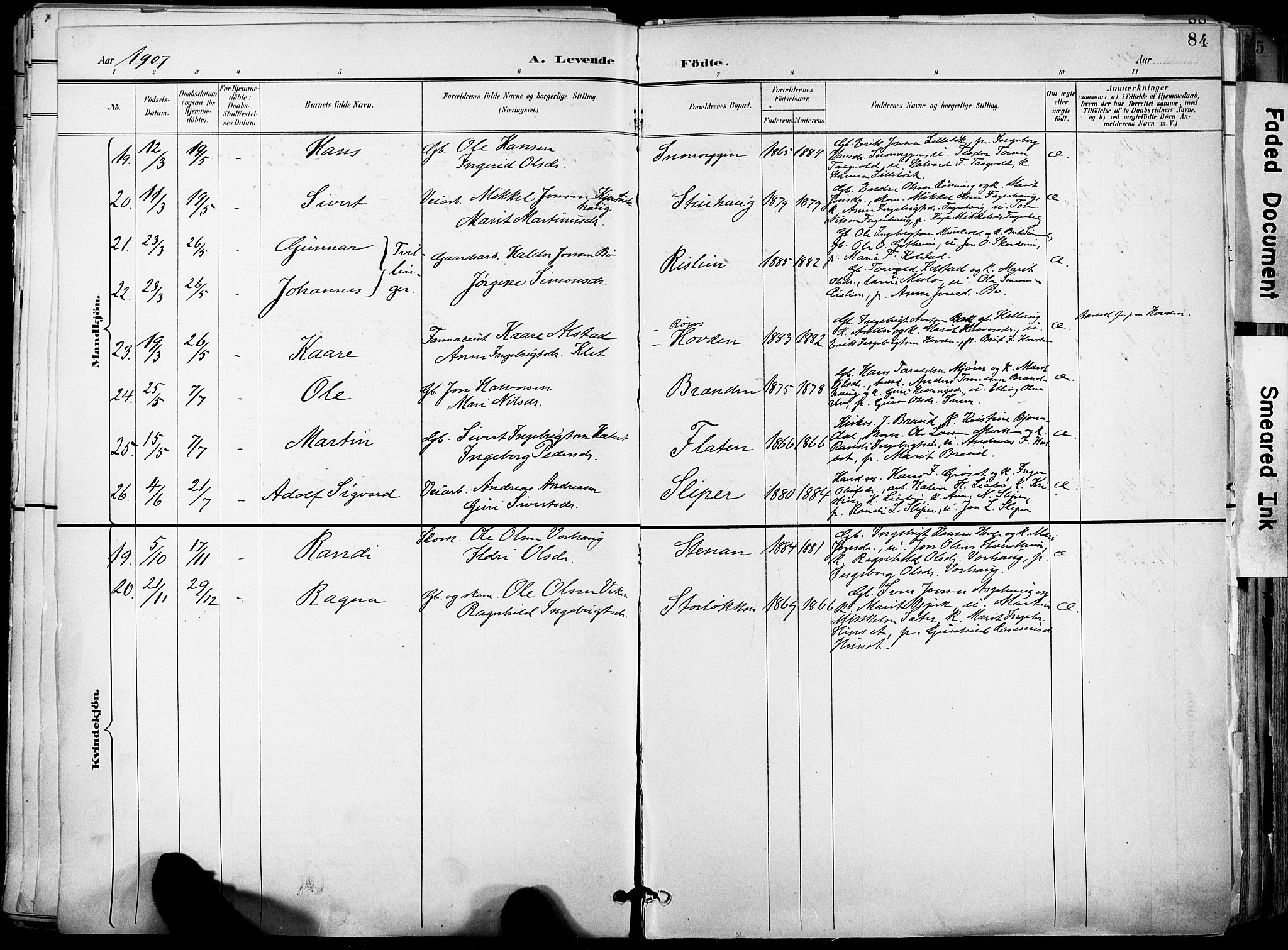 Ministerialprotokoller, klokkerbøker og fødselsregistre - Sør-Trøndelag, AV/SAT-A-1456/678/L0902: Ministerialbok nr. 678A11, 1895-1911, s. 84