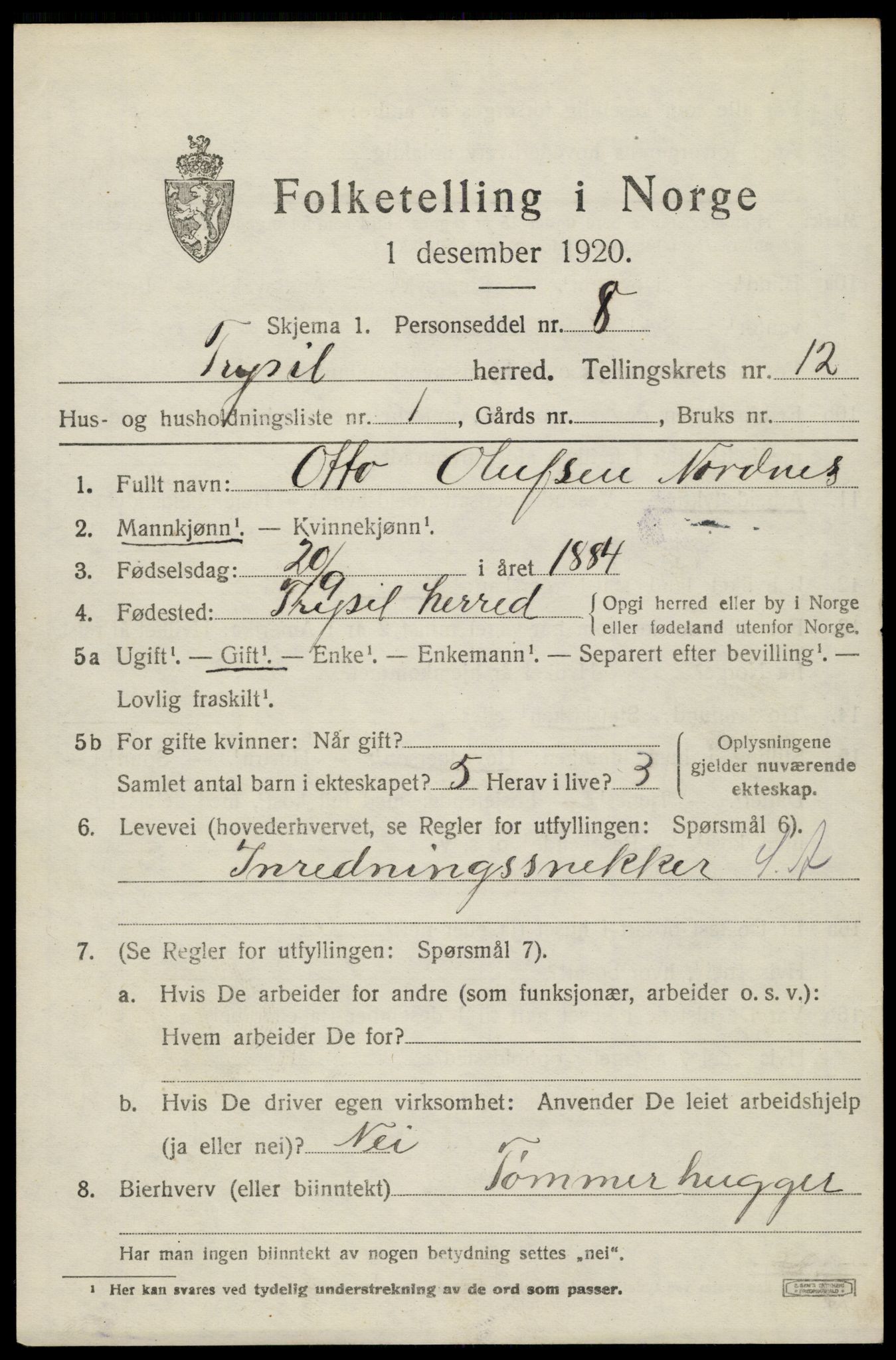SAH, Folketelling 1920 for 0428 Trysil herred, 1920, s. 7123