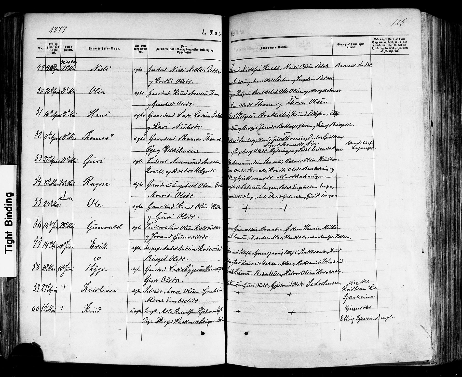Nes kirkebøker, AV/SAKO-A-236/F/Fa/L0010: Ministerialbok nr. 10, 1864-1880, s. 125
