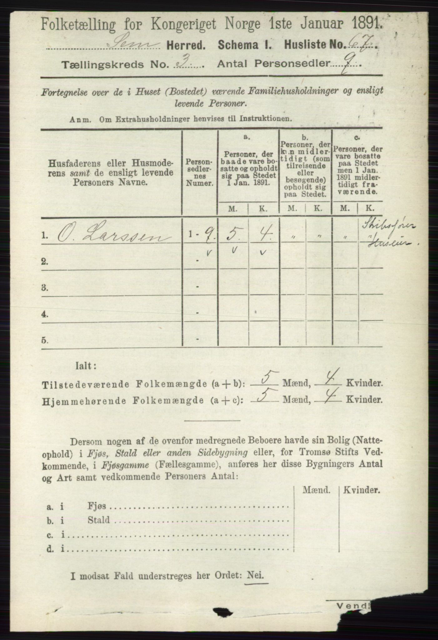 RA, Folketelling 1891 for 0721 Sem herred, 1891, s. 1006