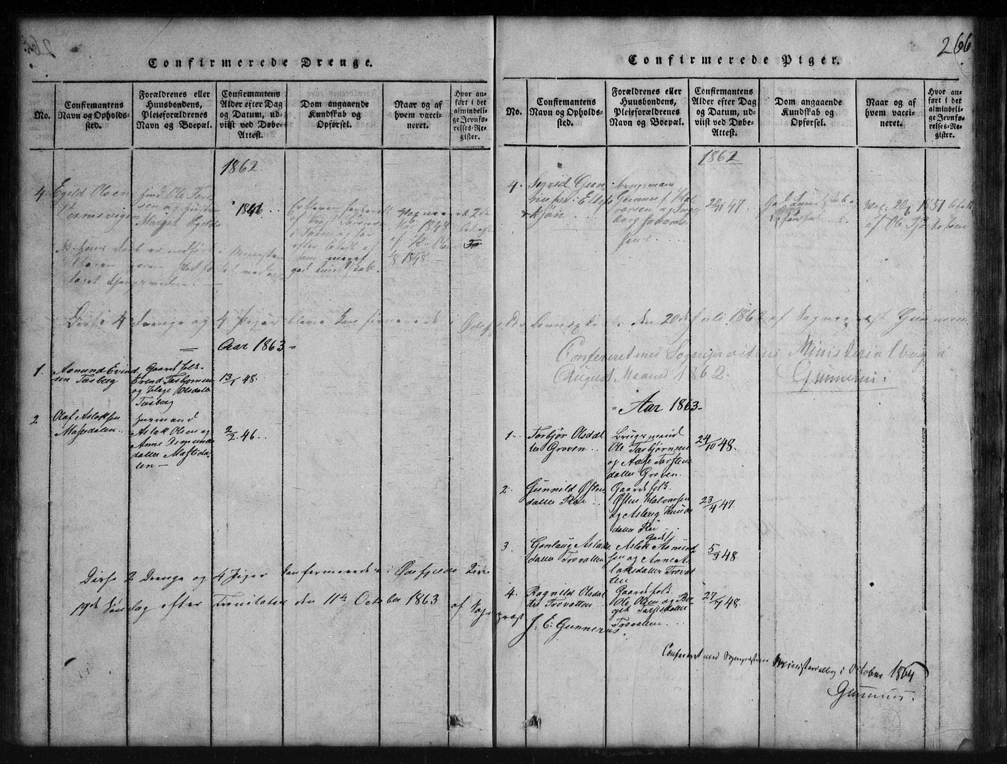 Rauland kirkebøker, AV/SAKO-A-292/G/Gb/L0001: Klokkerbok nr. II 1, 1815-1886, s. 266