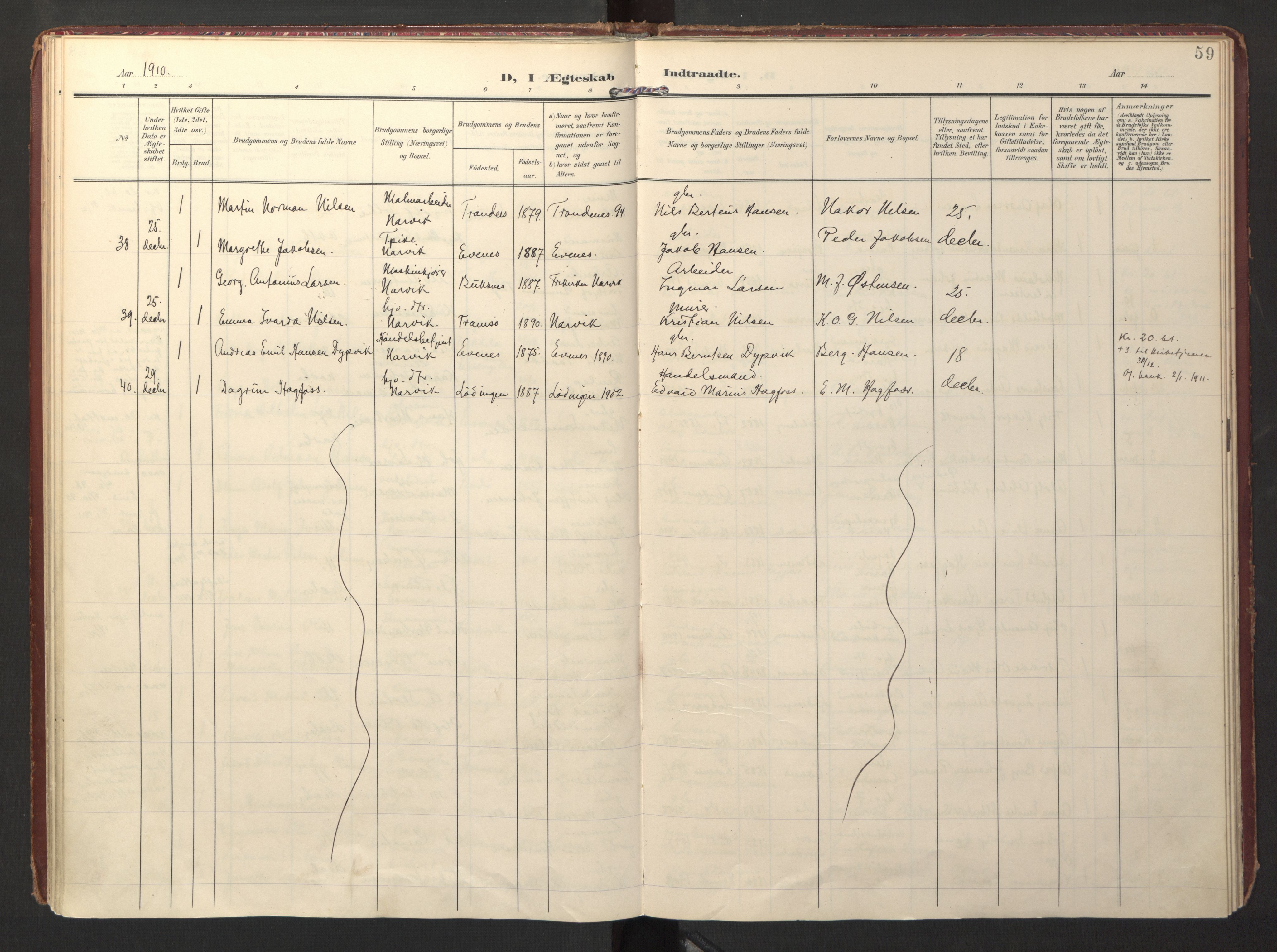 Ministerialprotokoller, klokkerbøker og fødselsregistre - Nordland, AV/SAT-A-1459/871/L0999: Ministerialbok nr. 871A15, 1902-1917, s. 59