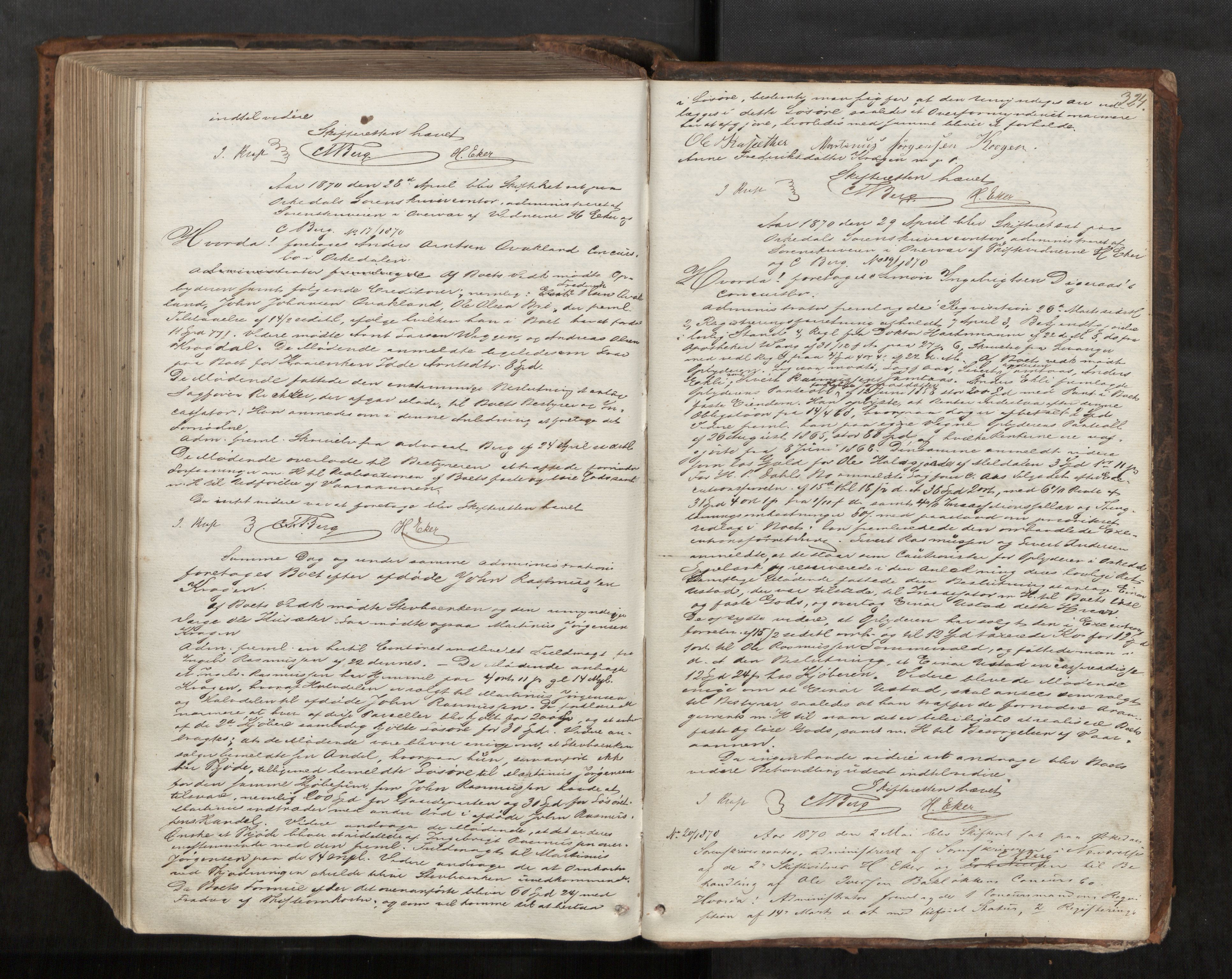 Orkdal sorenskriveri, AV/SAT-A-4169/1/3/3B/L0004: Skiftebehandlingsprotokoll, 1851-1870, s. 324