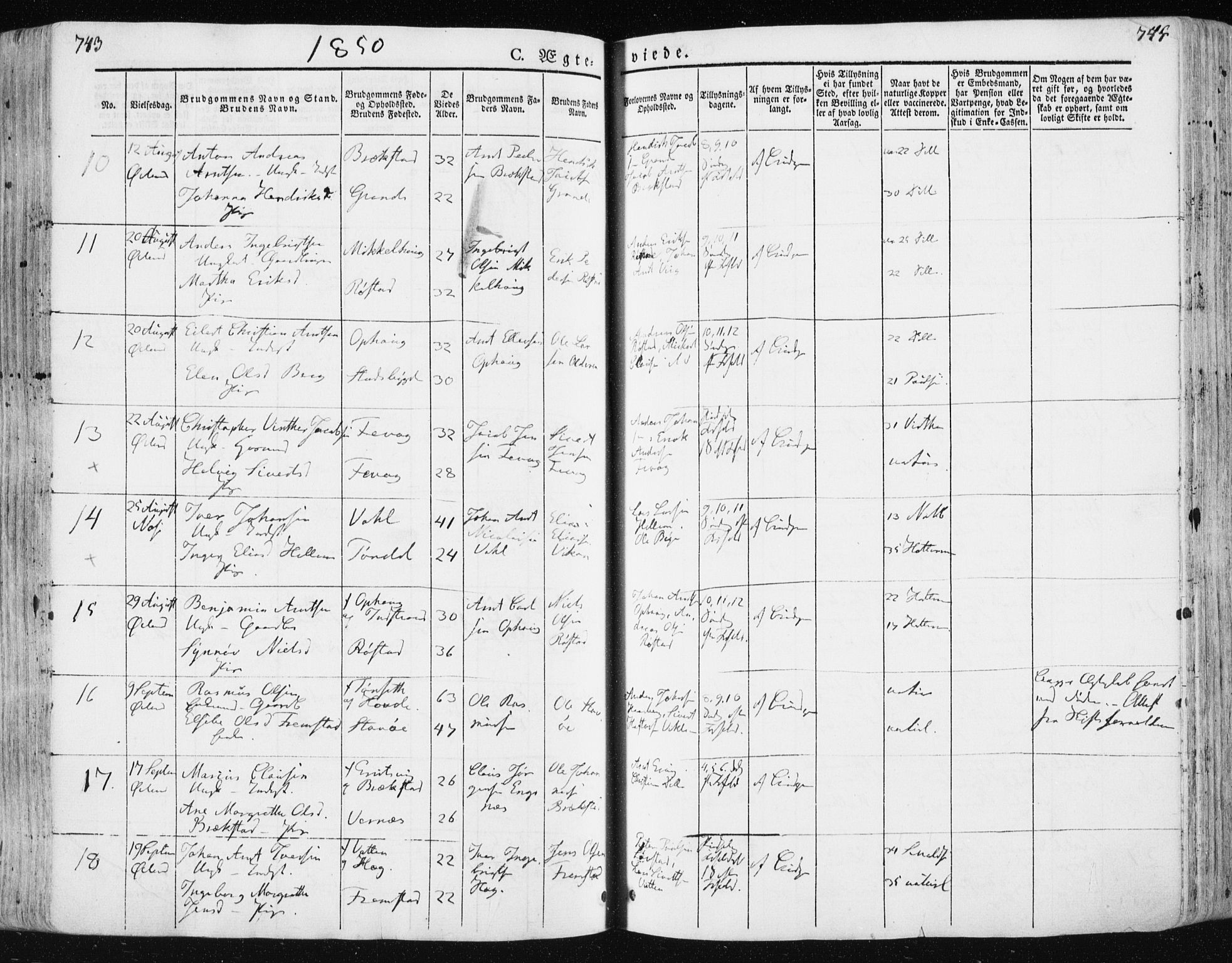 Ministerialprotokoller, klokkerbøker og fødselsregistre - Sør-Trøndelag, SAT/A-1456/659/L0736: Ministerialbok nr. 659A06, 1842-1856, s. 743-744