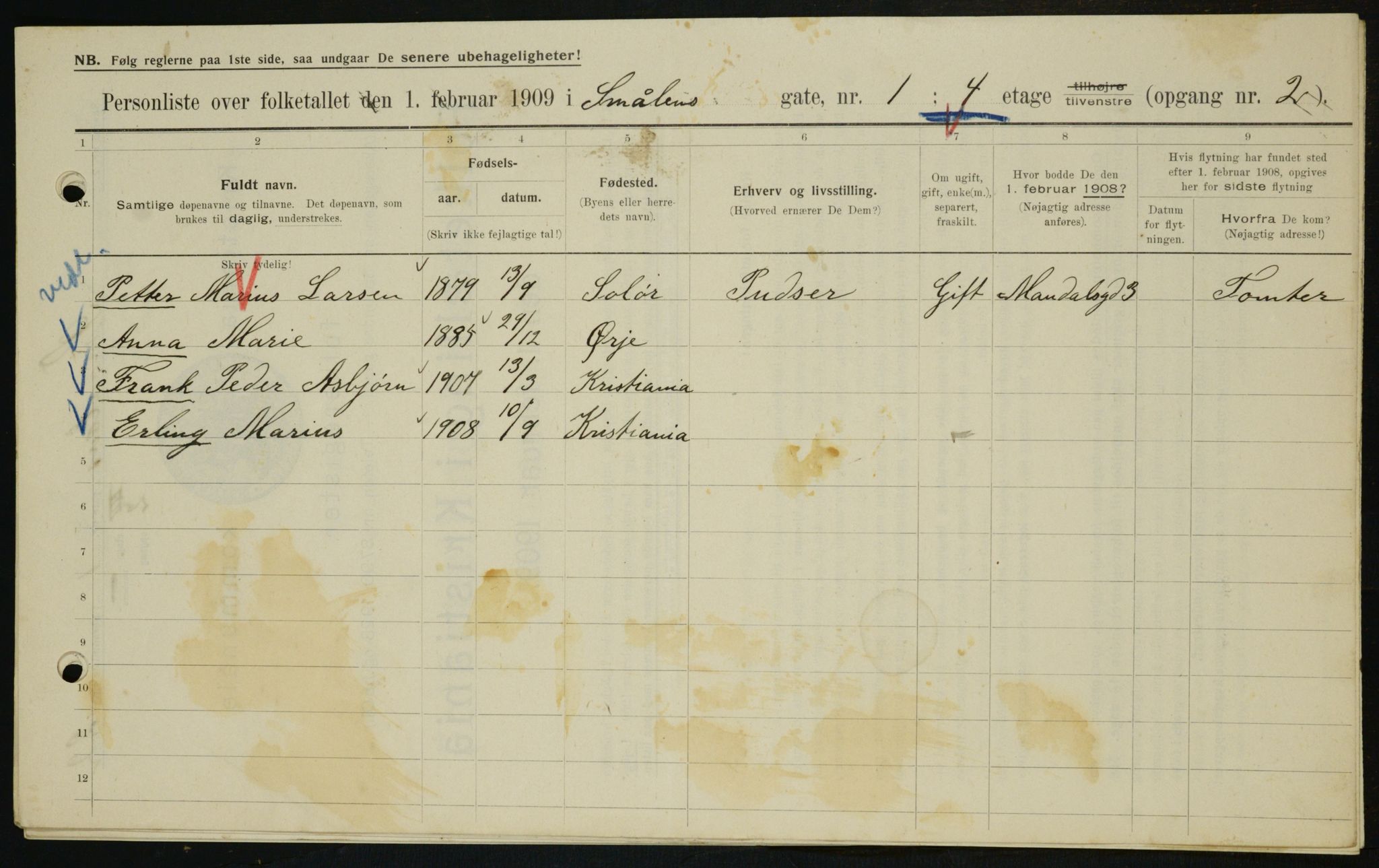 OBA, Kommunal folketelling 1.2.1909 for Kristiania kjøpstad, 1909, s. 88589