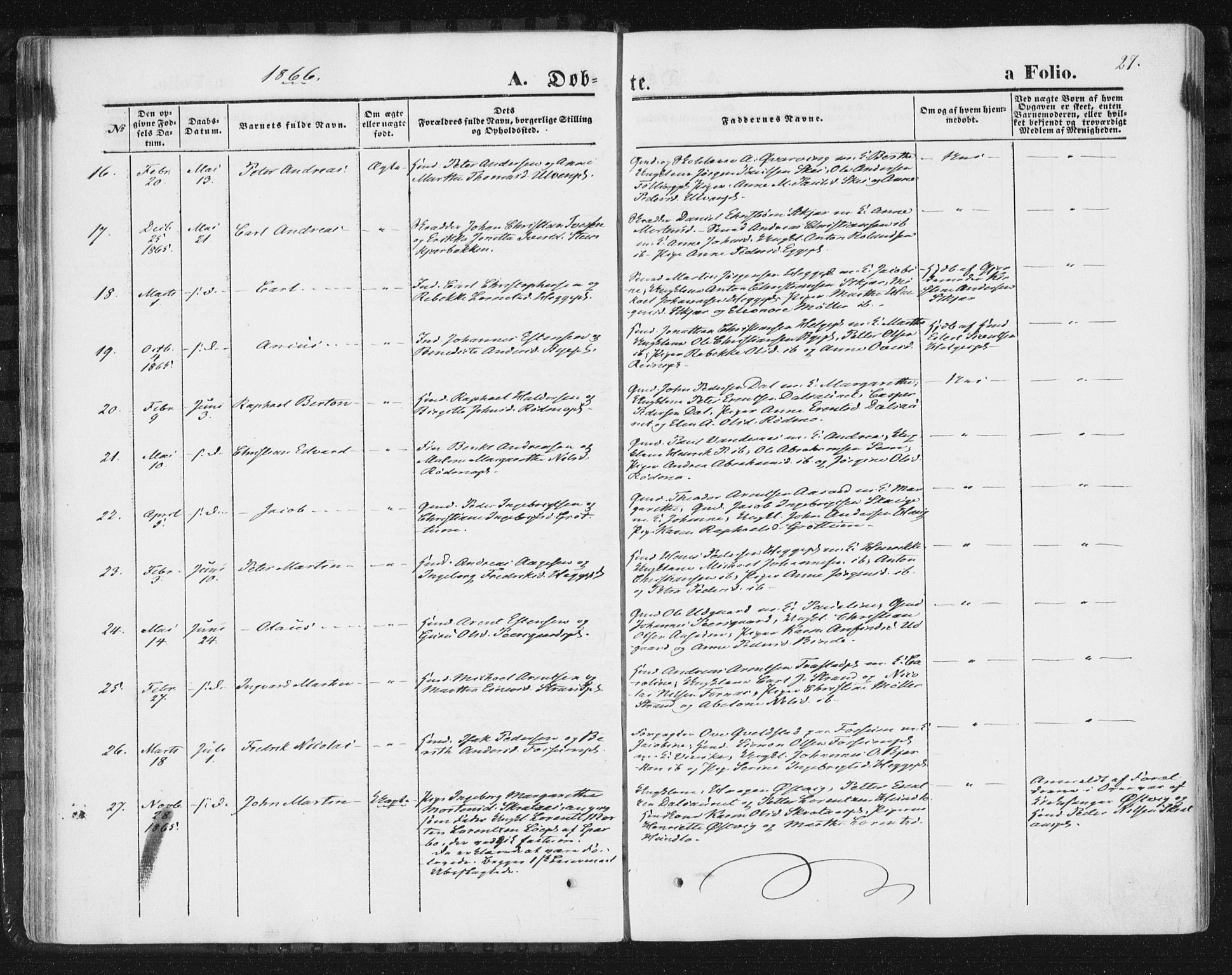 Ministerialprotokoller, klokkerbøker og fødselsregistre - Nord-Trøndelag, AV/SAT-A-1458/746/L0447: Ministerialbok nr. 746A06, 1860-1877, s. 27