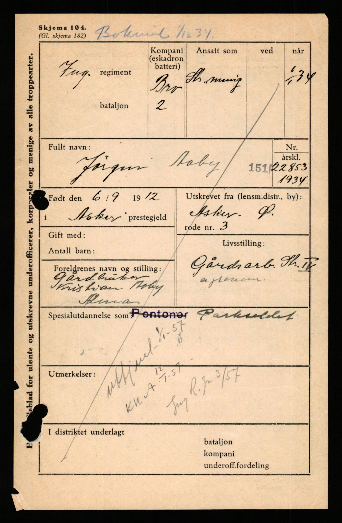 Forsvaret, Ingeniørregimentet, AV/RA-RAFA-2514, 1912-1913