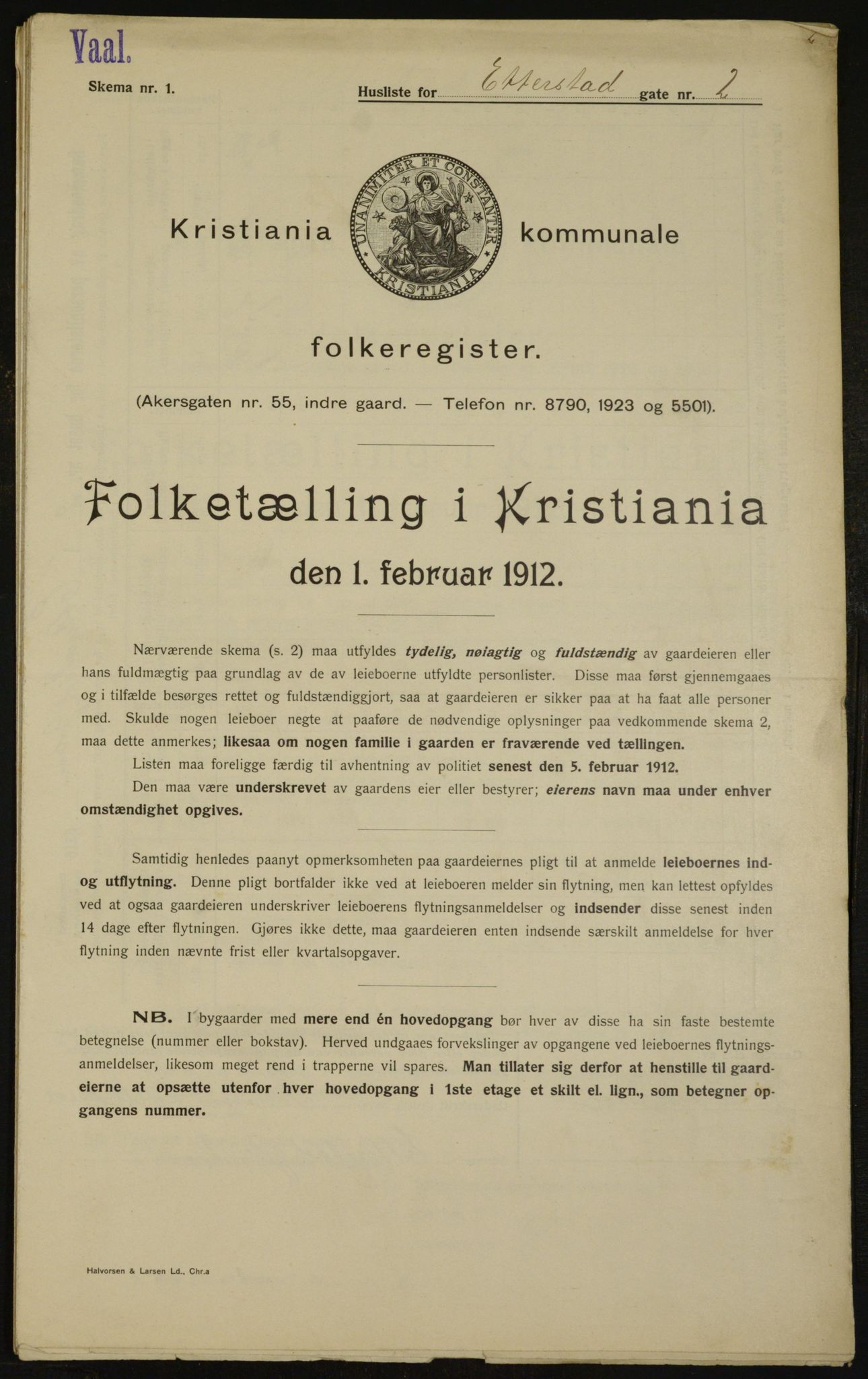 OBA, Kommunal folketelling 1.2.1912 for Kristiania, 1912, s. 22299