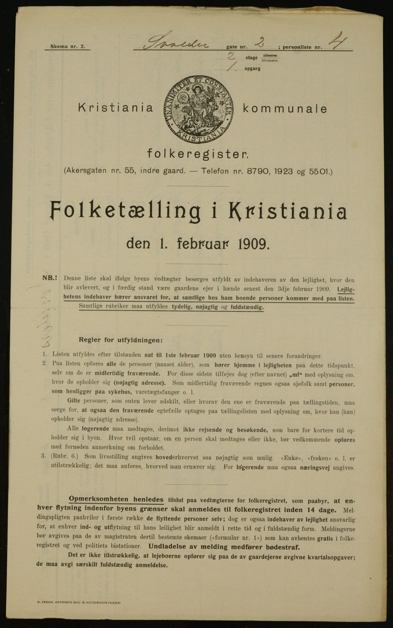 OBA, Kommunal folketelling 1.2.1909 for Kristiania kjøpstad, 1909, s. 96068