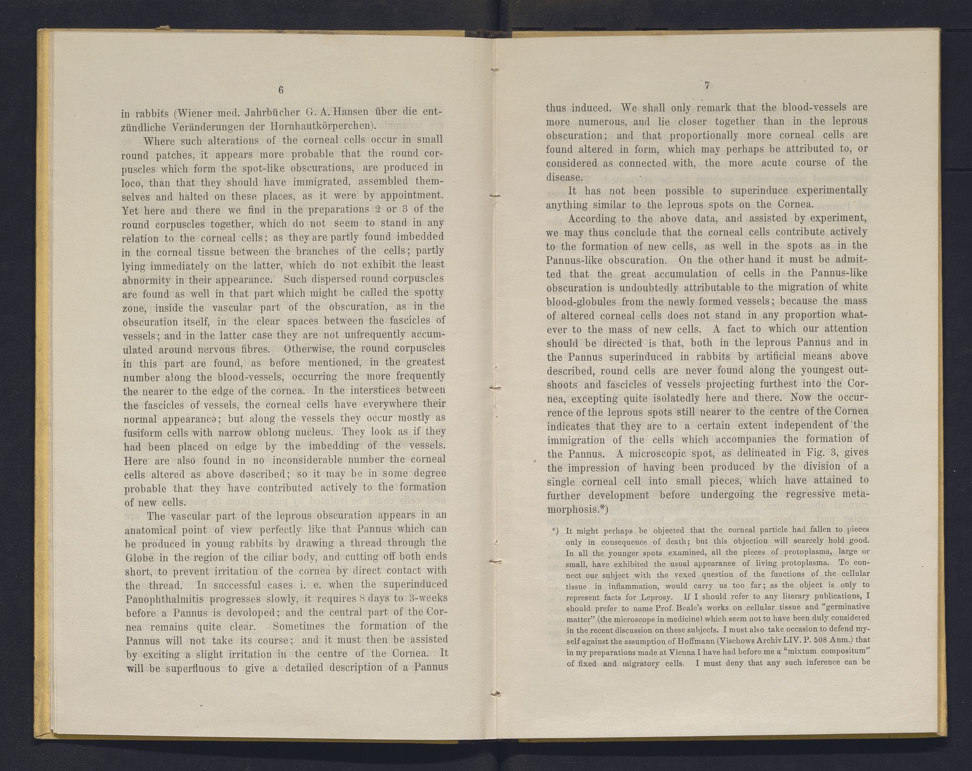Lepraarkiver - Overlegen for den spedalske sykdom, AV/SAB-A-61001/E/L0001: The Leprous Diseases of the Eye with 6 colored plates by Dr. O.B. Bull and Dr. G.A. Hansen, 1873, s. 6-7