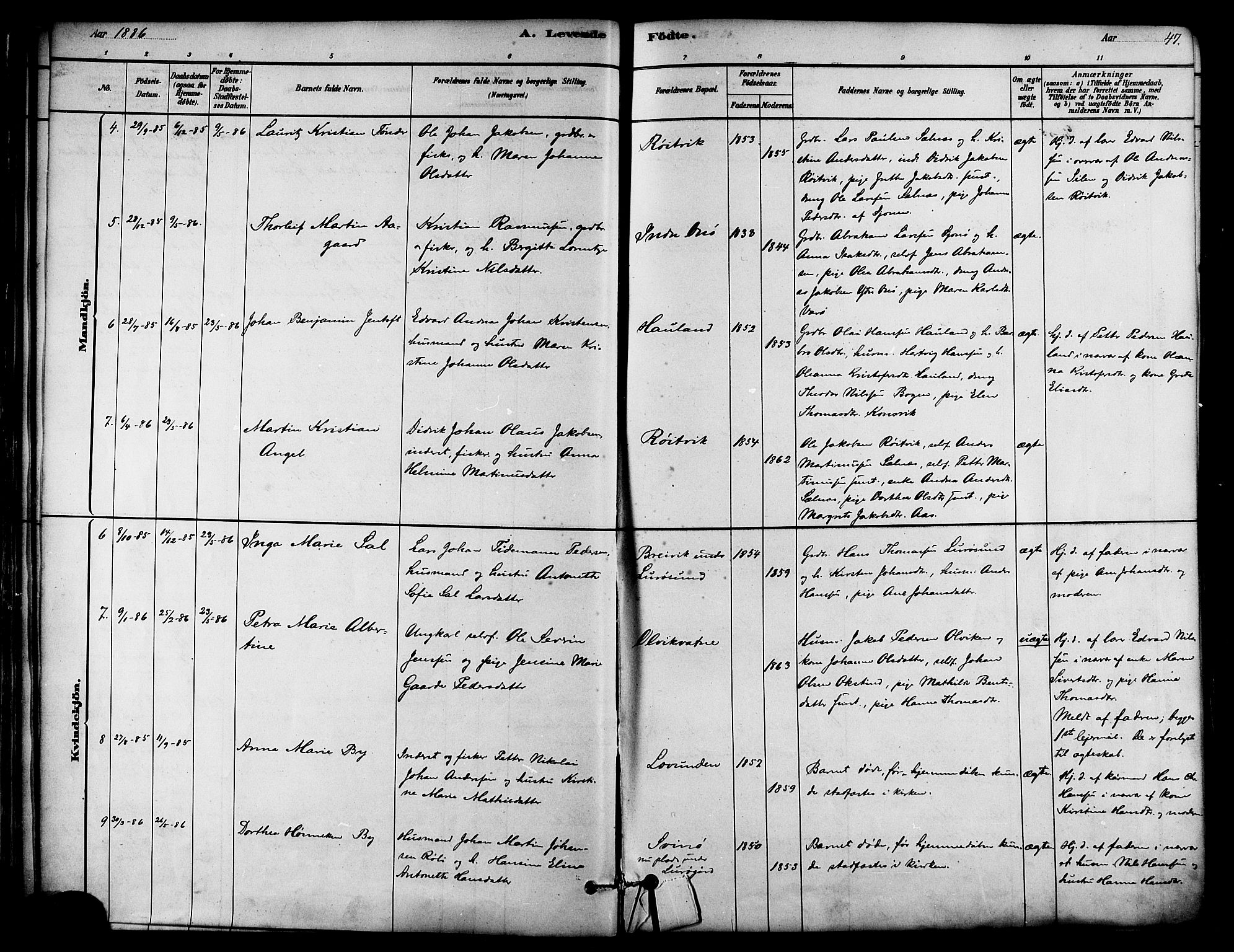 Ministerialprotokoller, klokkerbøker og fødselsregistre - Nordland, AV/SAT-A-1459/839/L0568: Ministerialbok nr. 839A05, 1880-1902, s. 47