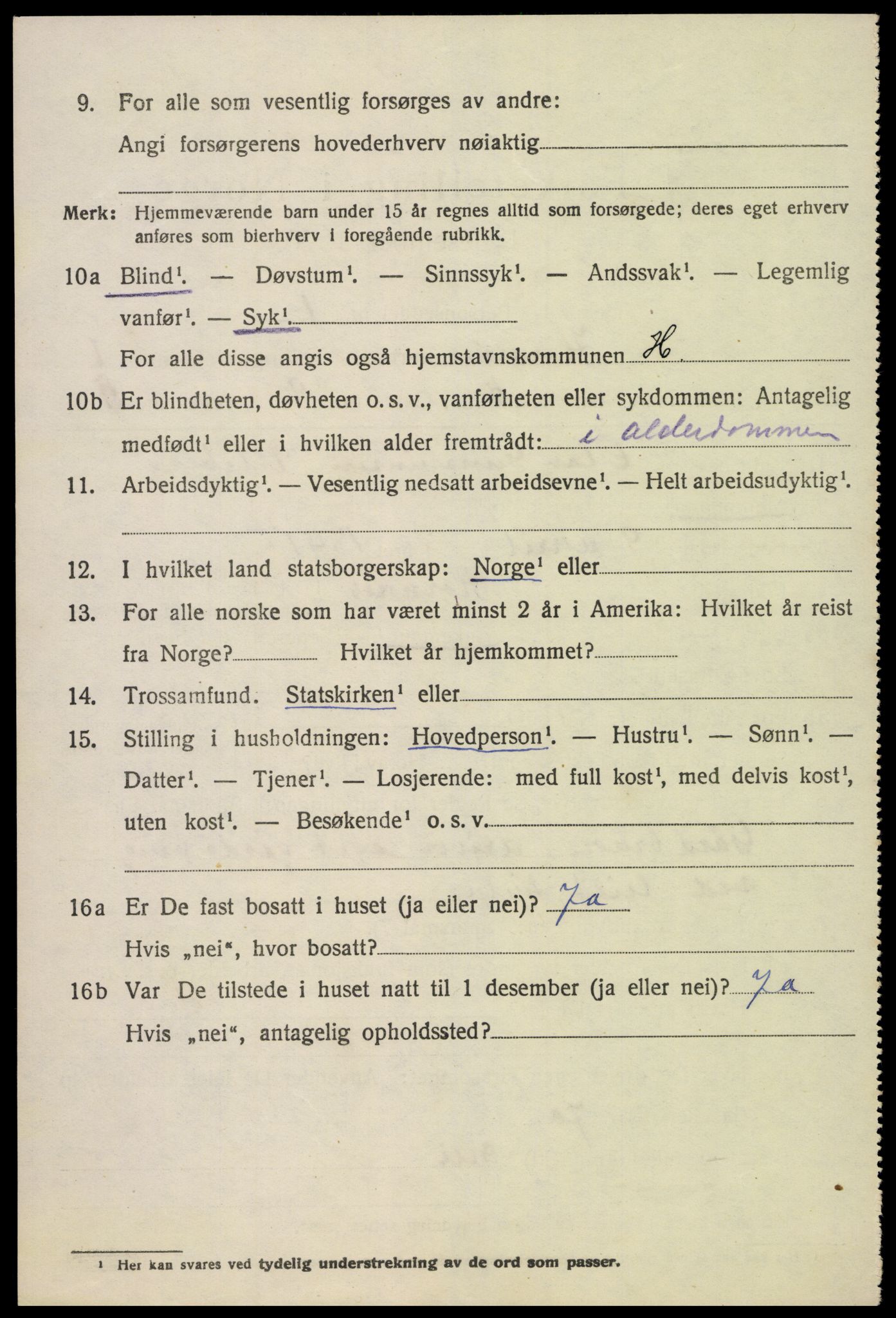 SAK, Folketelling 1920 for 0936 Hornnes herred, 1920, s. 1606