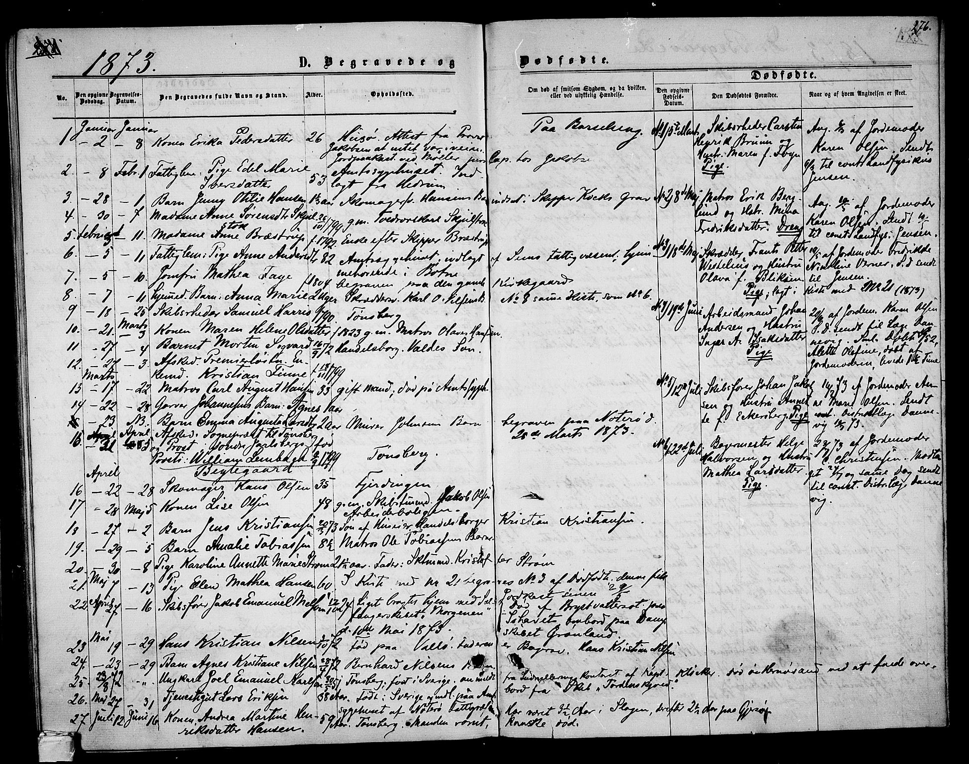 Tønsberg kirkebøker, AV/SAKO-A-330/G/Ga/L0004: Klokkerbok nr. 4, 1865-1874, s. 276