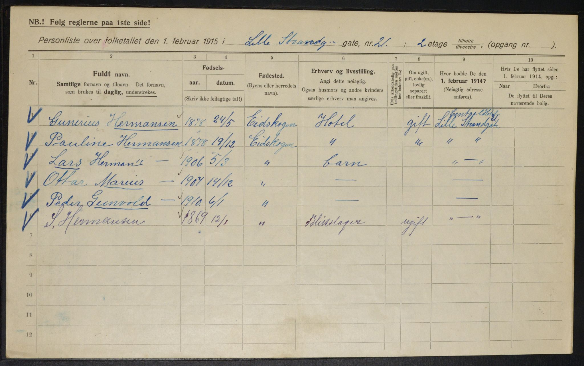 OBA, Kommunal folketelling 1.2.1915 for Kristiania, 1915, s. 57100