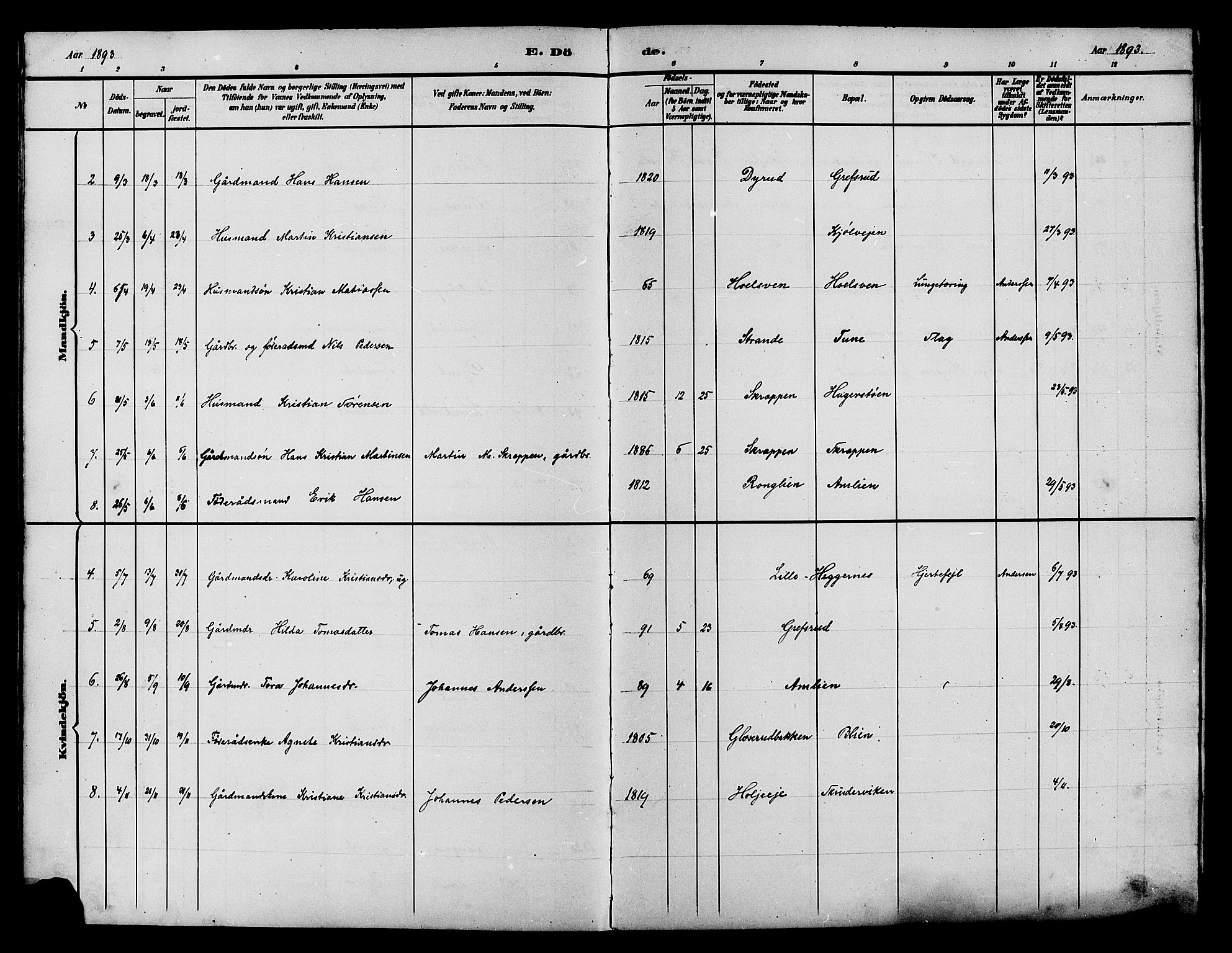 Vestre Toten prestekontor, AV/SAH-PREST-108/H/Ha/Hab/L0015: Klokkerbok nr. 15, 1890-1900