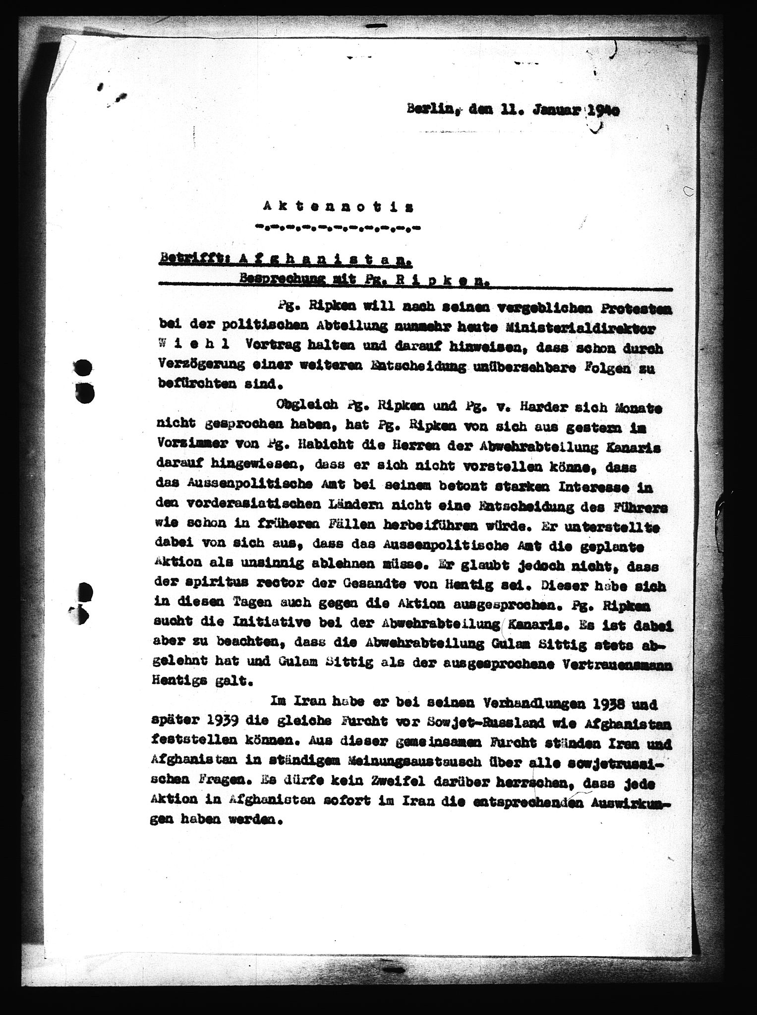 Documents Section, RA/RAFA-2200/V/L0091: Amerikansk mikrofilm "Captured German Documents".
Box No. 953.  FKA jnr. 59/1955., 1935-1942, s. 555