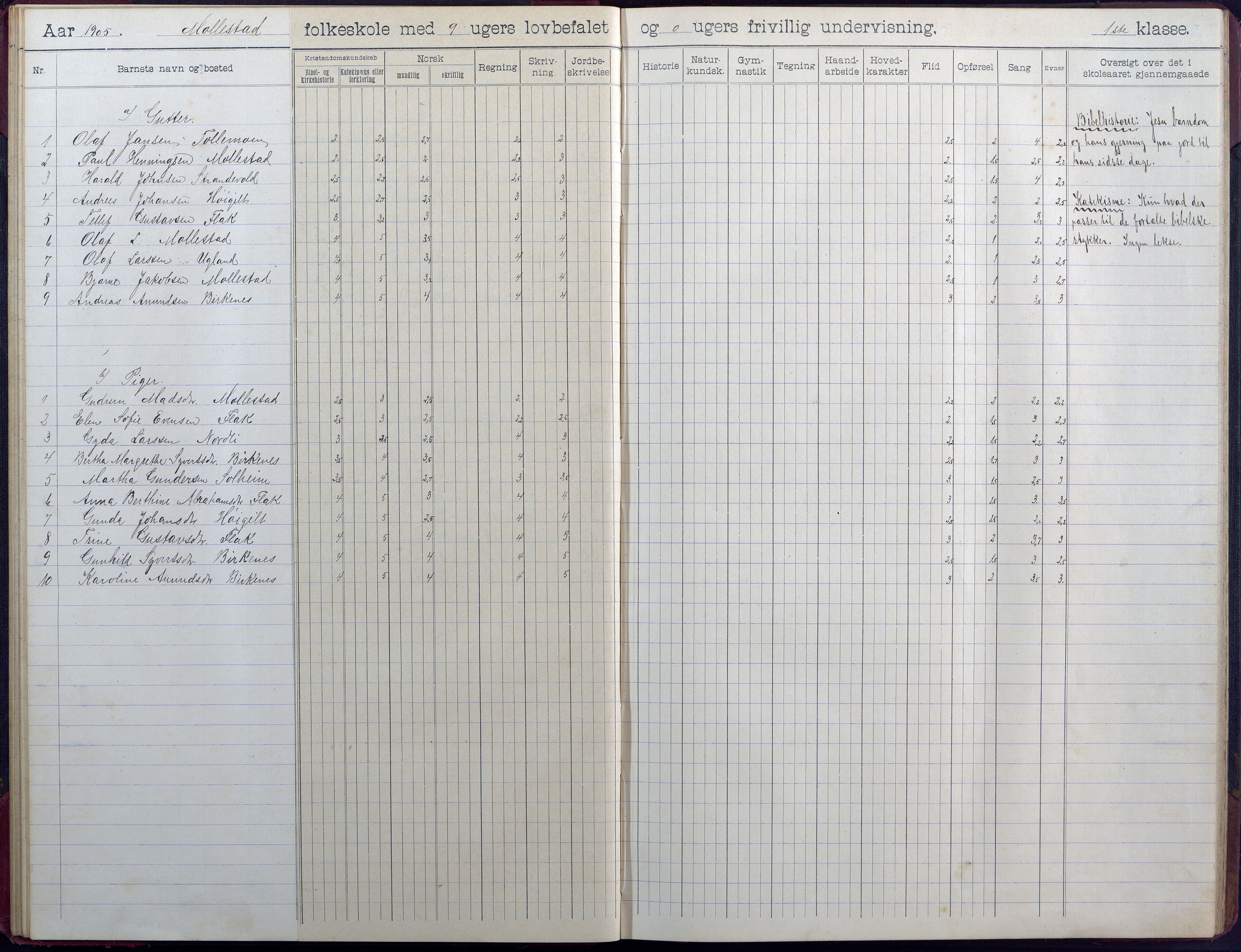 Birkenes kommune, Birkenes krets/Birkeland folkeskole frem til 1991, AAKS/KA0928-550a_91/F02/L0006: Skoleprotokoll, 1901-1915