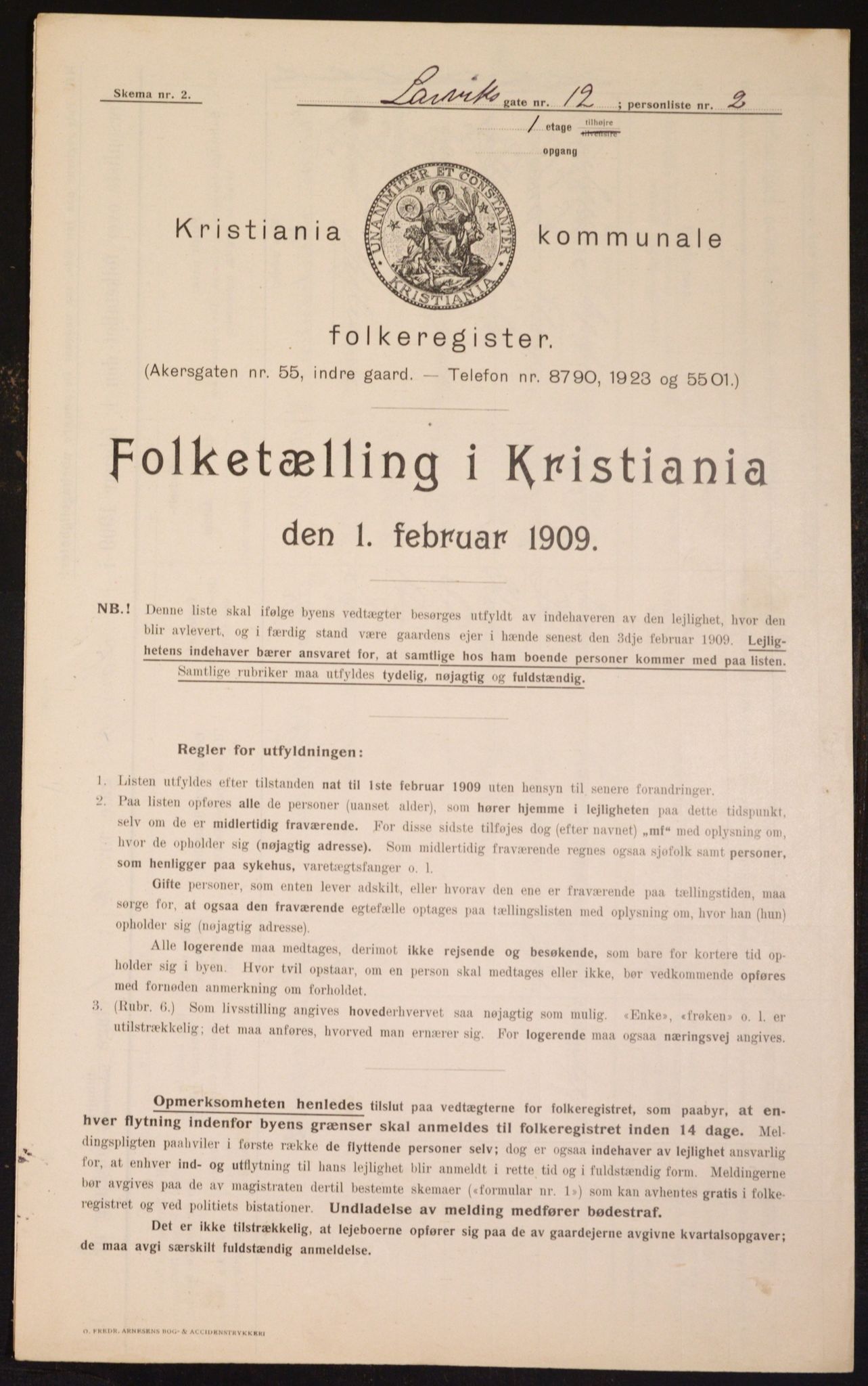 OBA, Kommunal folketelling 1.2.1909 for Kristiania kjøpstad, 1909, s. 52189