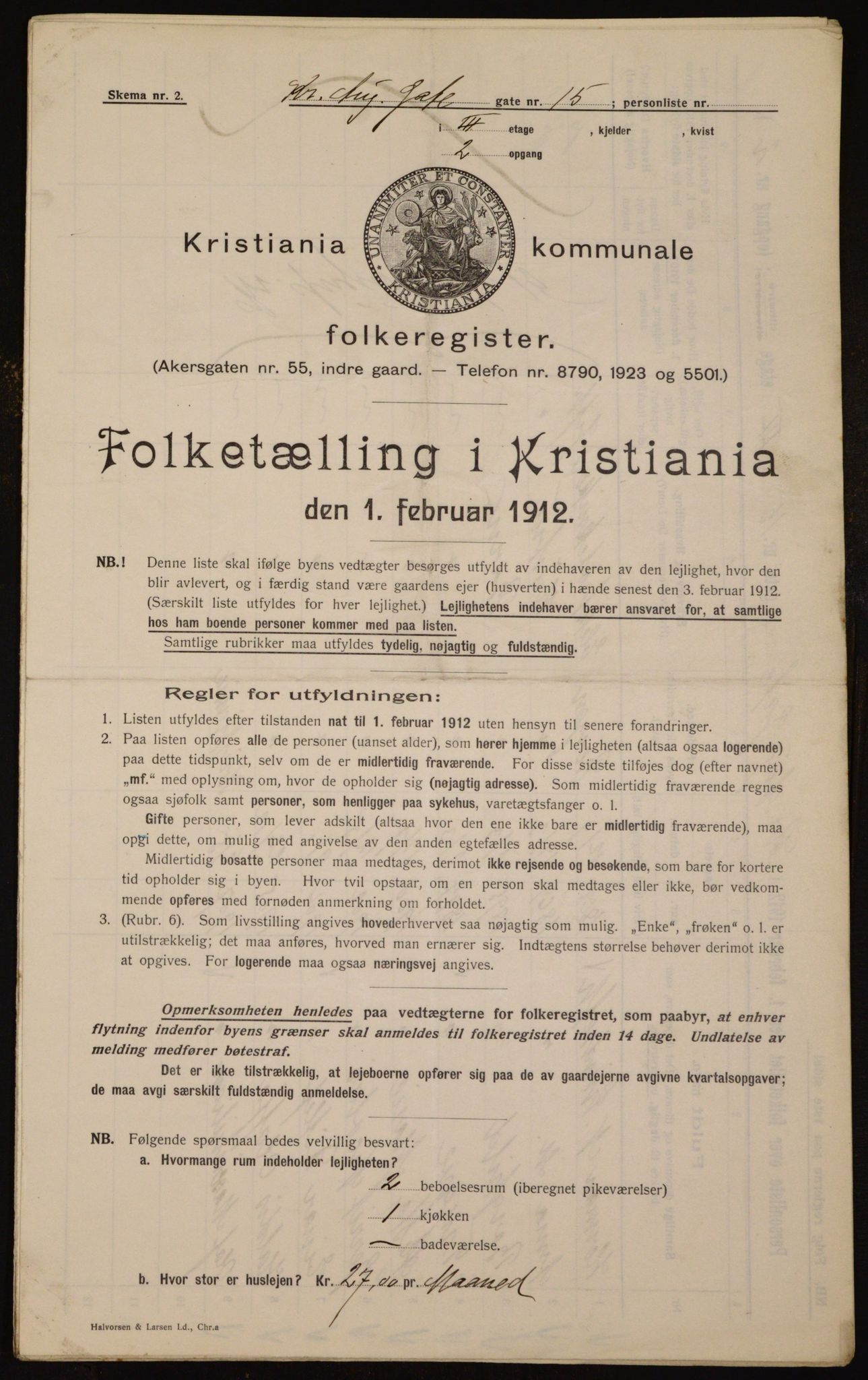 OBA, Kommunal folketelling 1.2.1912 for Kristiania, 1912, s. 54333