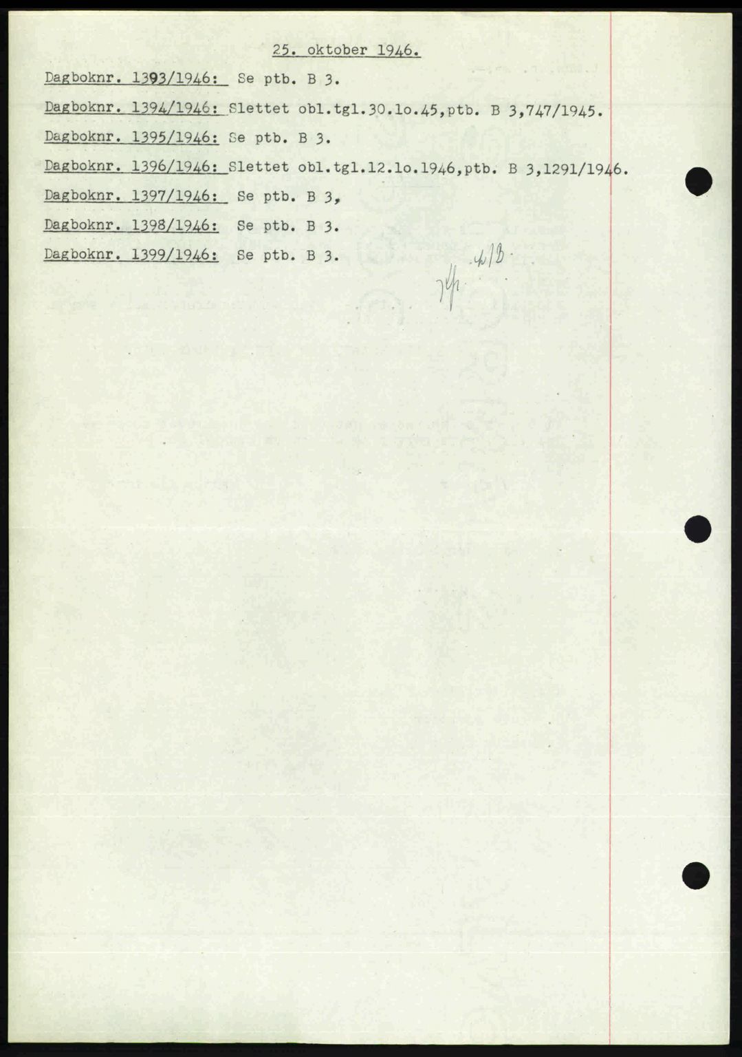 Nedenes sorenskriveri, AV/SAK-1221-0006/G/Gb/Gba/L0056: Pantebok nr. A8, 1946-1947, Dagboknr: 1393/1946