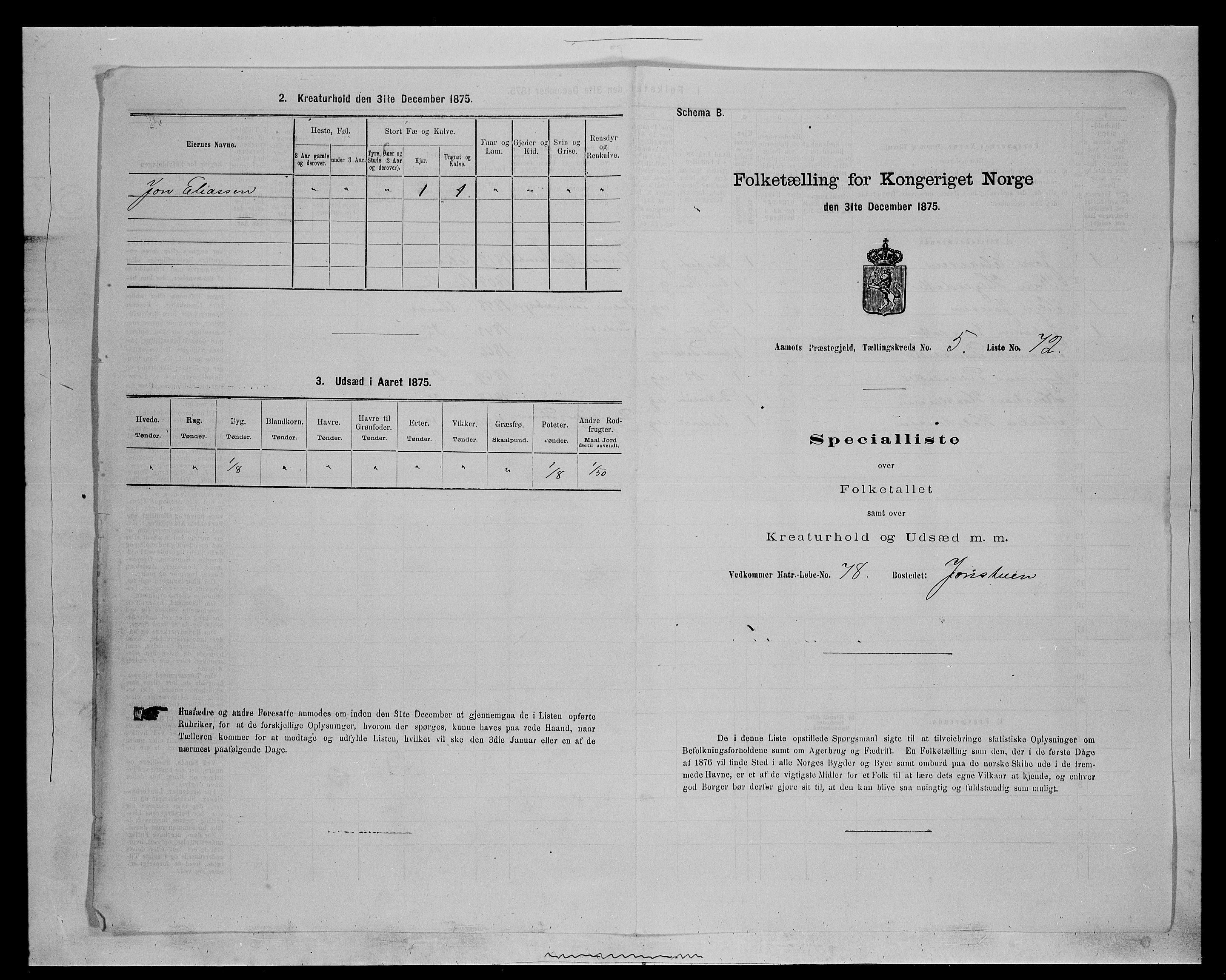 SAH, Folketelling 1875 for 0429P Åmot prestegjeld, 1875, s. 877