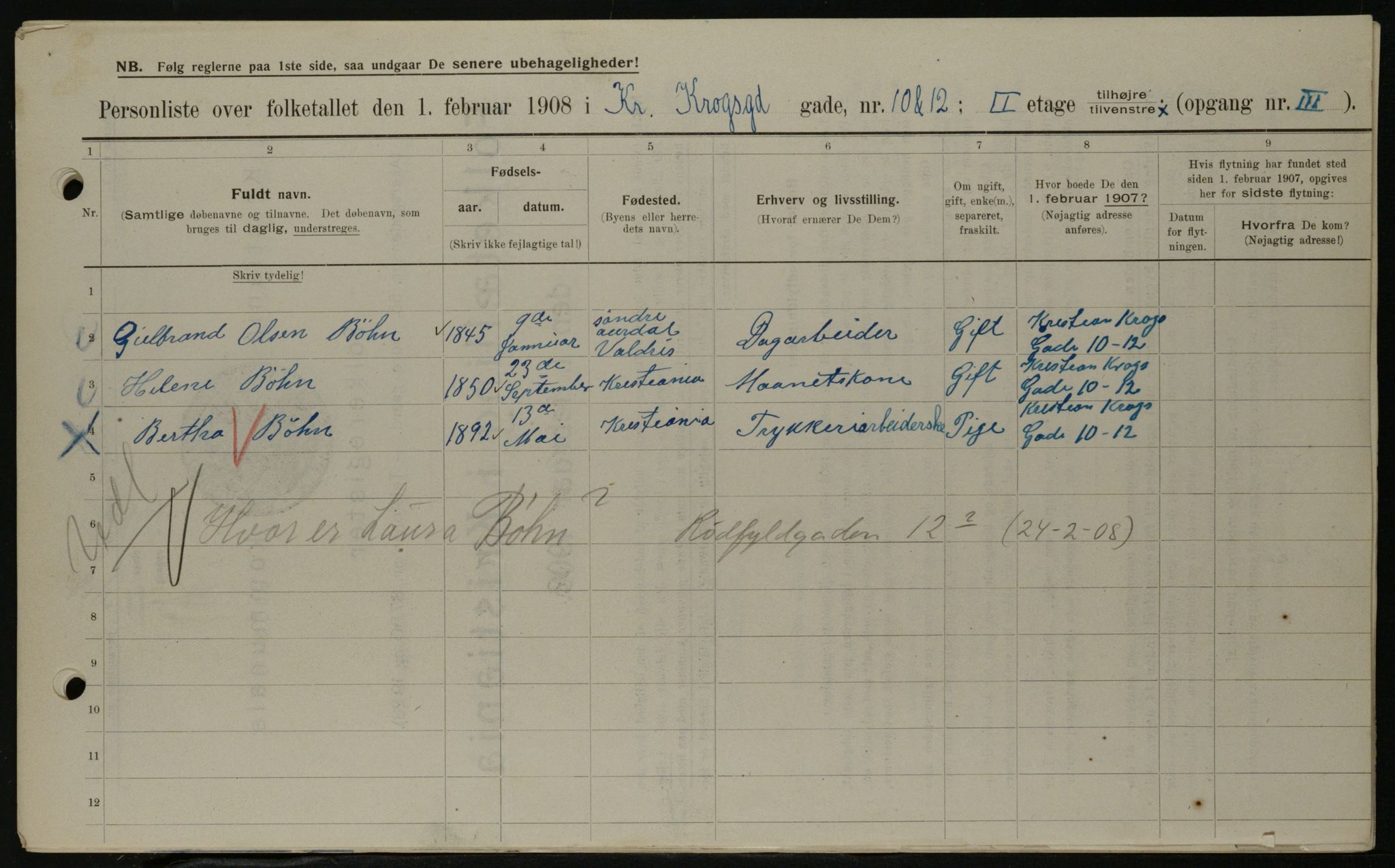 OBA, Kommunal folketelling 1.2.1908 for Kristiania kjøpstad, 1908, s. 11084