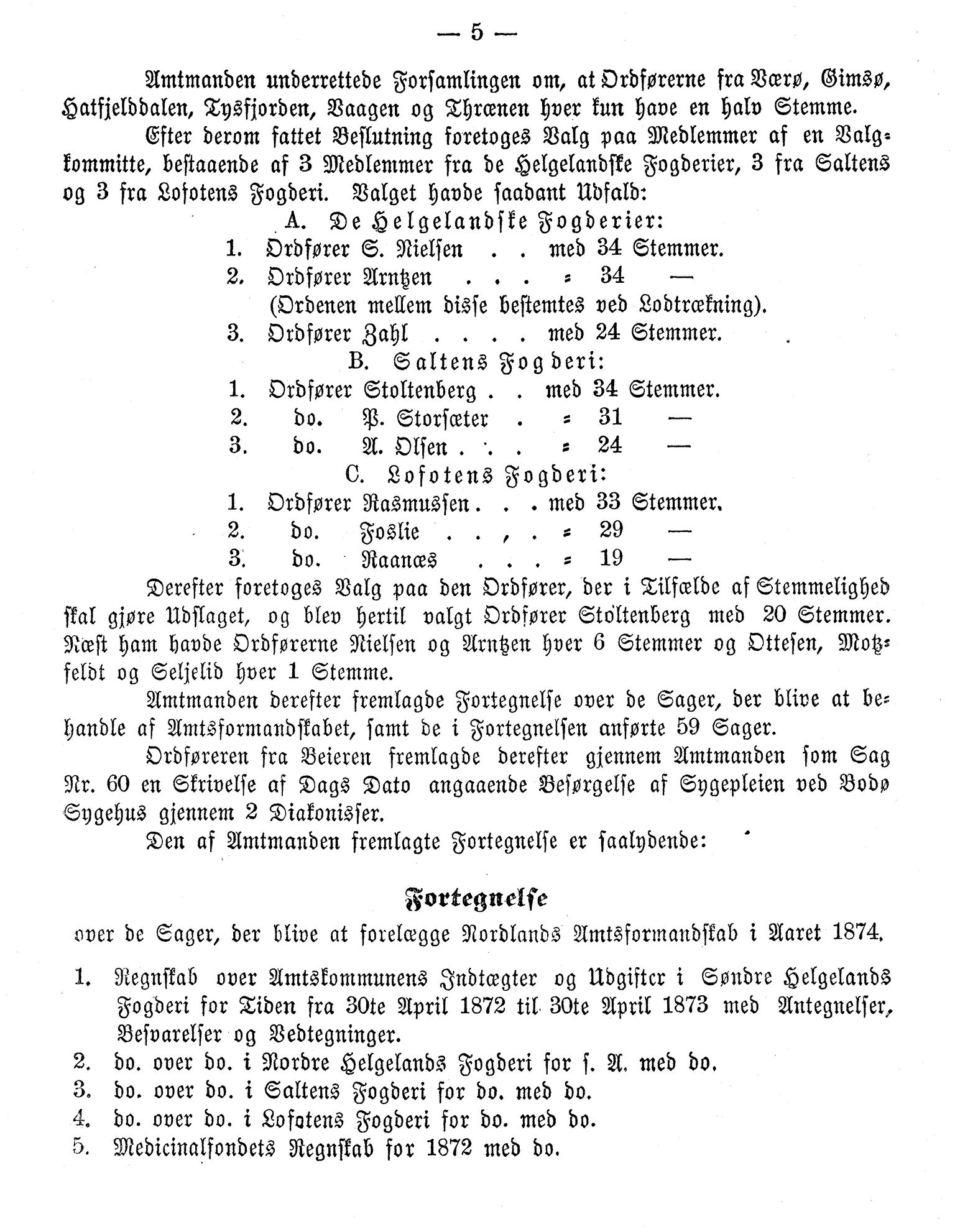 Nordland Fylkeskommune. Fylkestinget, AIN/NFK-17/176/A/Ac/L0009: Fylkestingsforhandlinger 1874, 1874