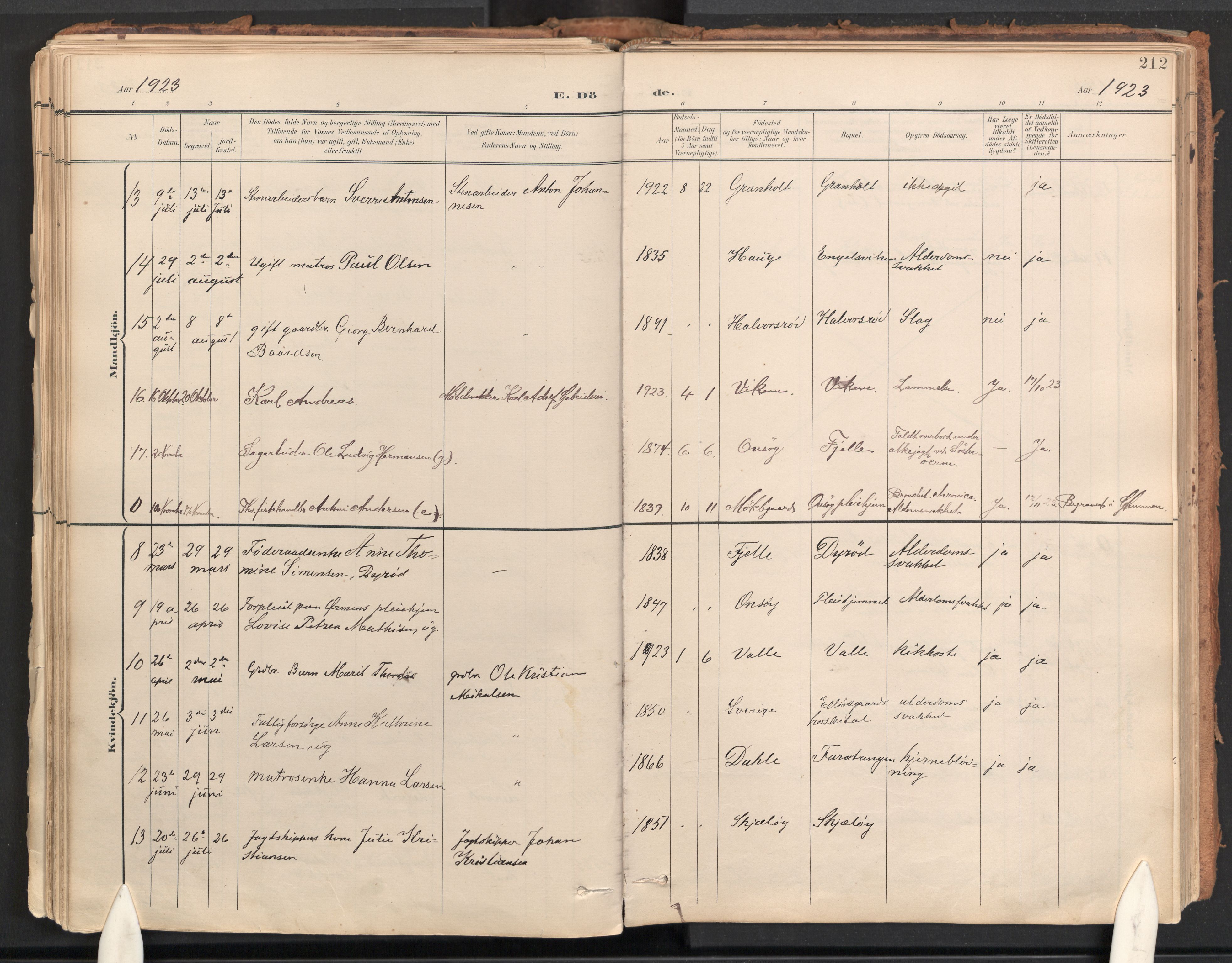 Onsøy prestekontor Kirkebøker, AV/SAO-A-10914/F/Fa/L0009: Ministerialbok nr. I 9, 1899-1966, s. 212