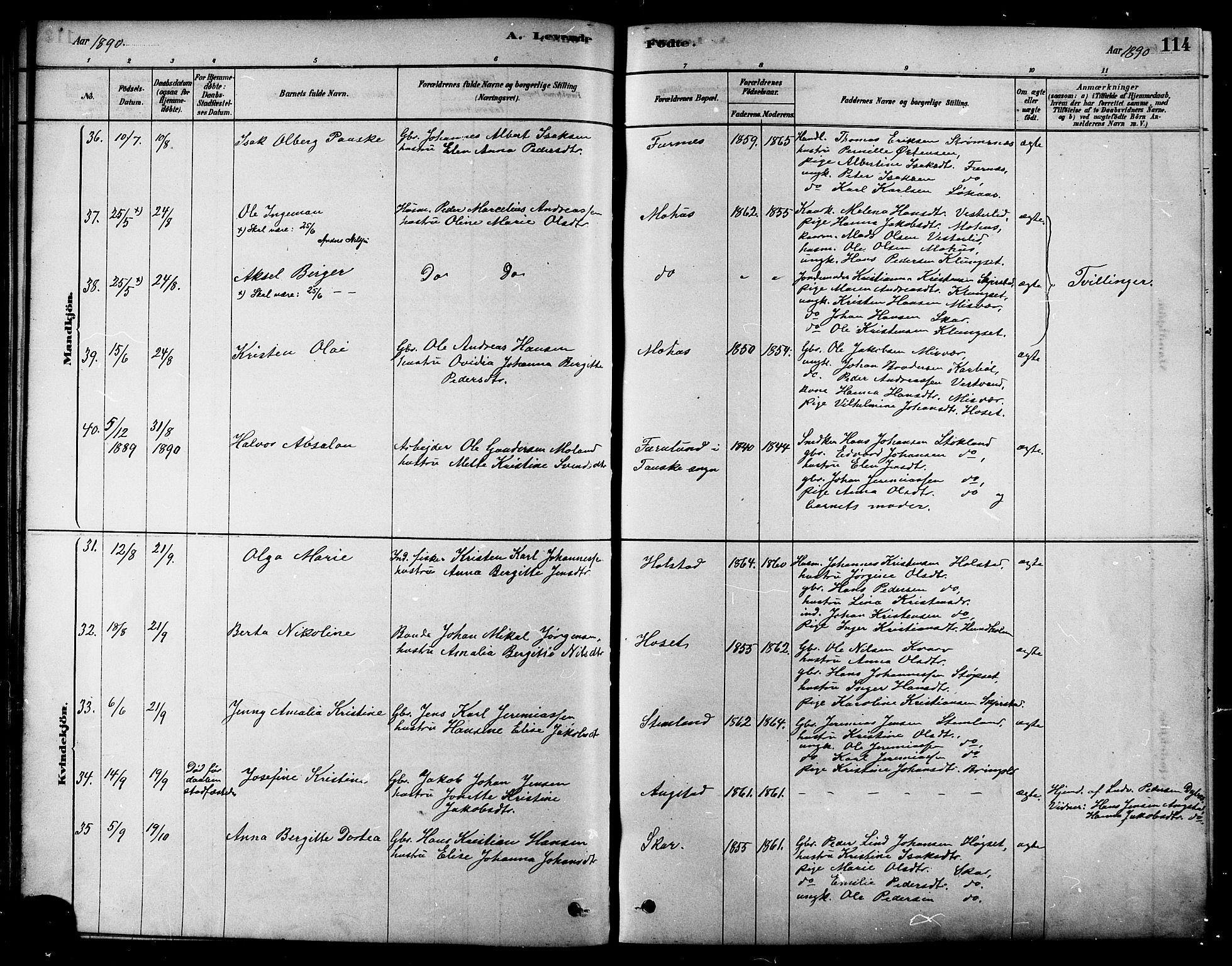 Ministerialprotokoller, klokkerbøker og fødselsregistre - Nordland, SAT/A-1459/852/L0740: Ministerialbok nr. 852A10, 1878-1894, s. 114