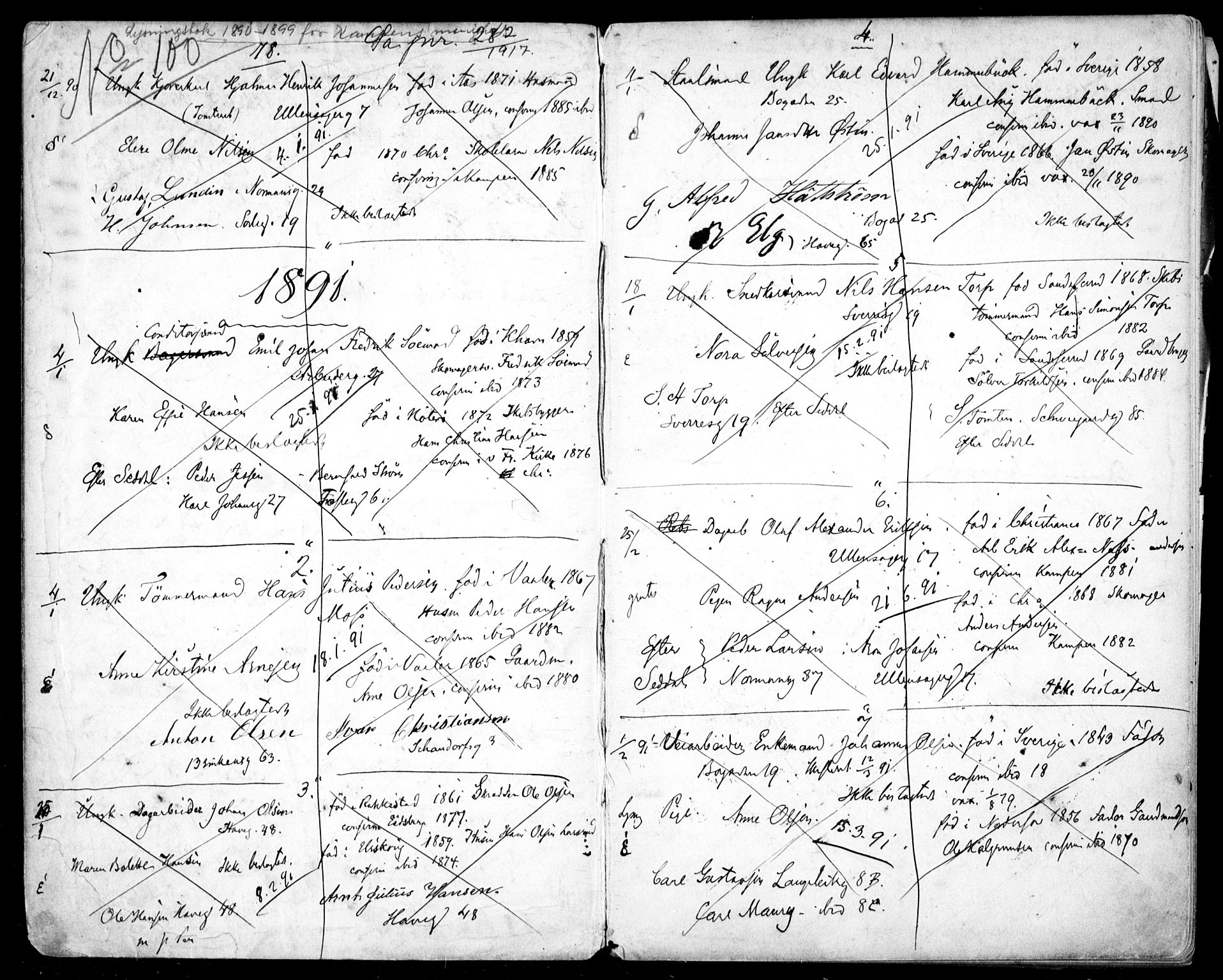 Kampen prestekontor Kirkebøker, AV/SAO-A-10853/H/Ha/L0001: Lysningsprotokoll nr. 1, 1890-1899