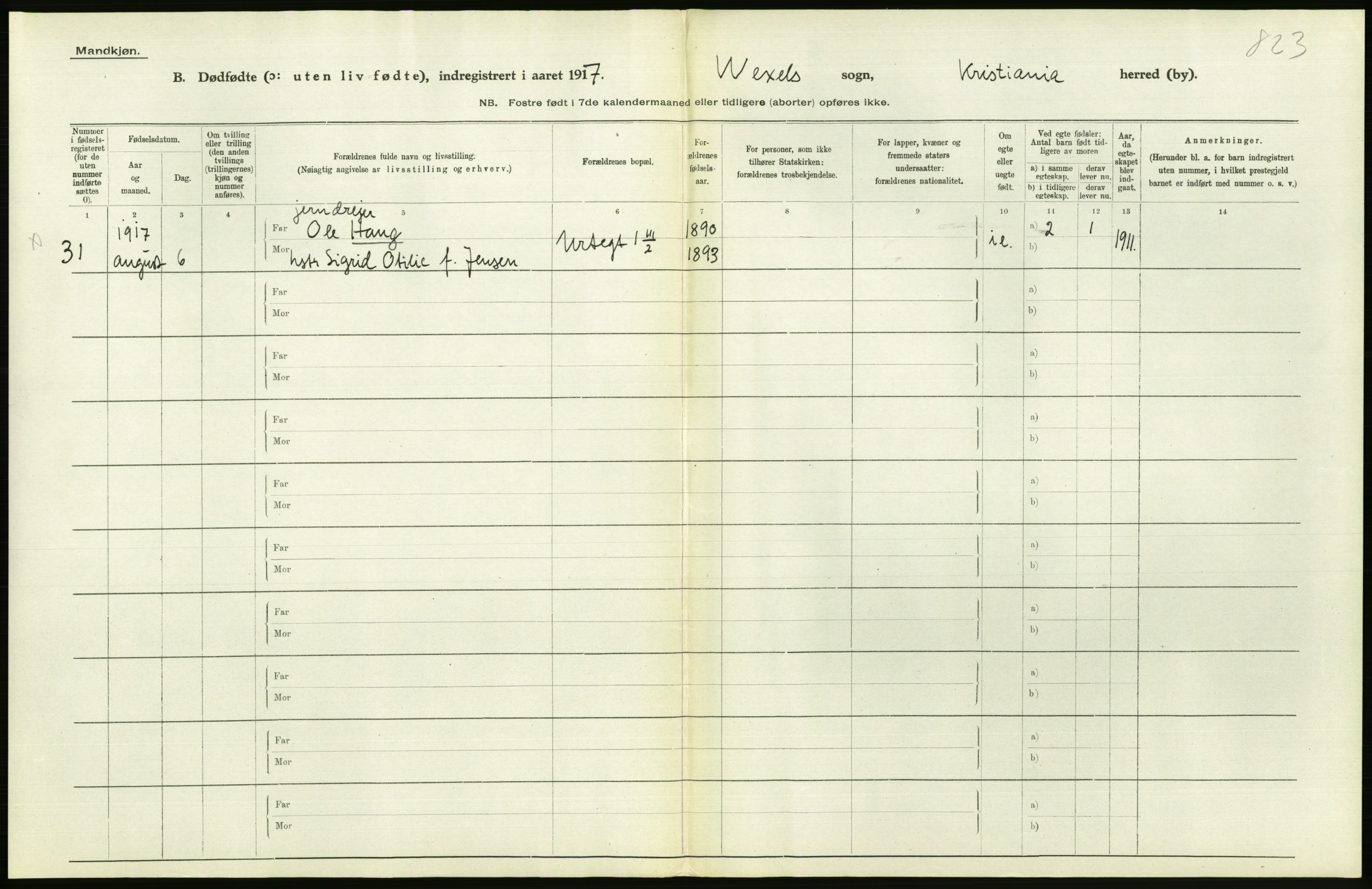 Statistisk sentralbyrå, Sosiodemografiske emner, Befolkning, AV/RA-S-2228/D/Df/Dfb/Dfbg/L0011: Kristiania: Døde, dødfødte., 1917, s. 554