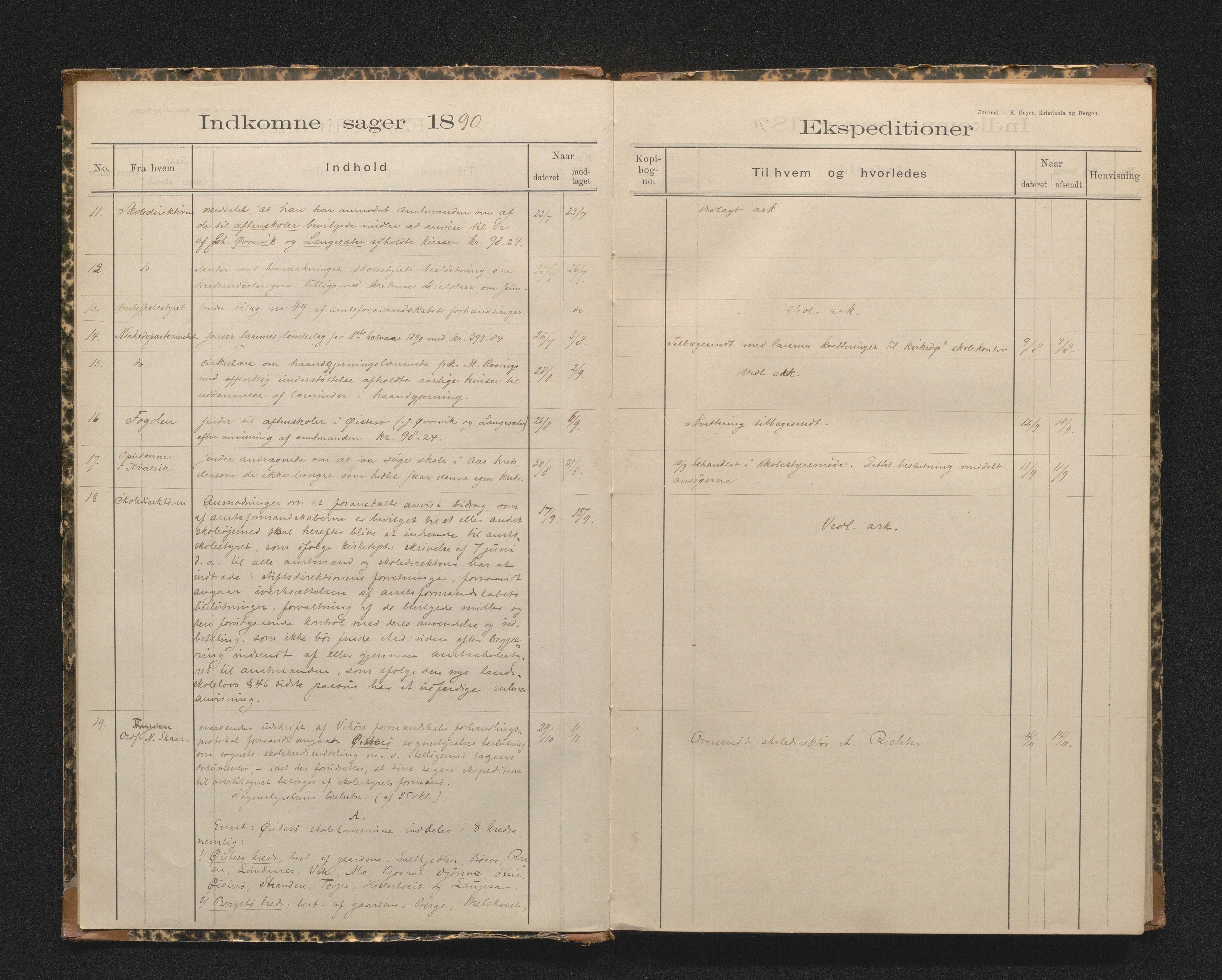 Kvam herad. Øystese sokn skulekommisjon / skulestyre, IKAH/1238-213/C/Ca/L0001: Brevjournal for Øystese skulestyre, 1890-1910