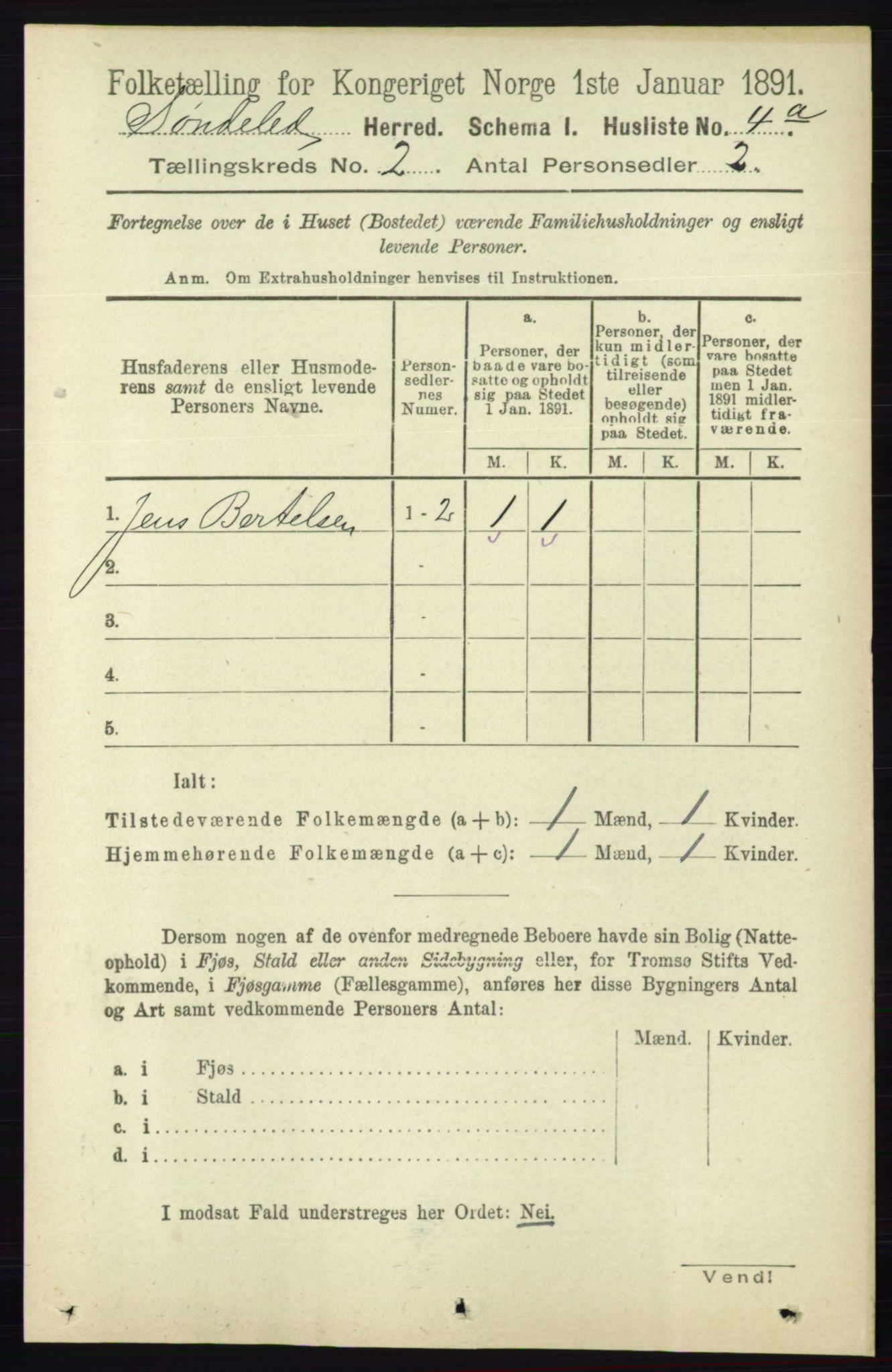 RA, Folketelling 1891 for 0913 Søndeled herred, 1891, s. 354