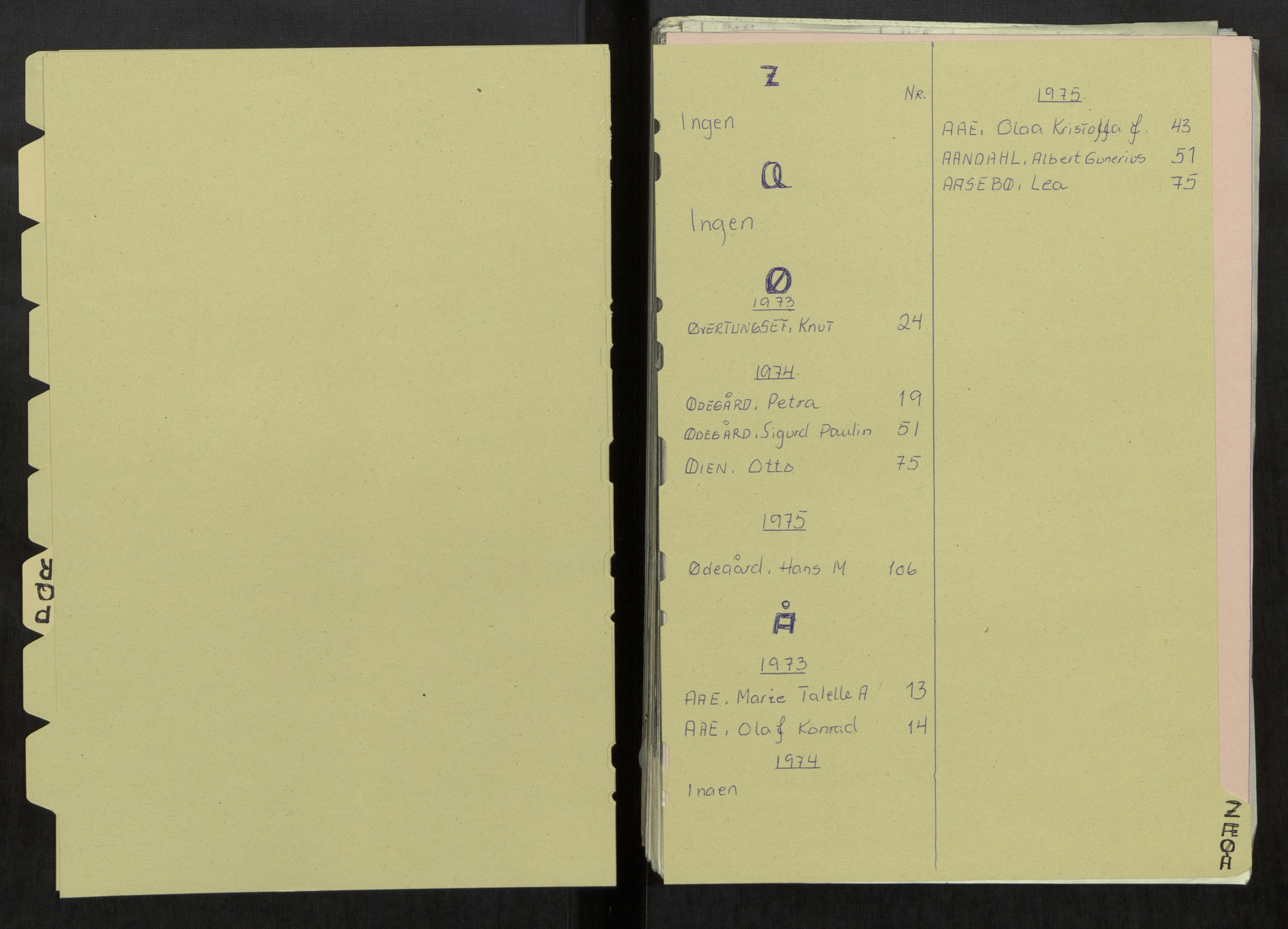 Averøy og Frei lensmannskontor, AV/SAT-A-1091/3/Gh/L0004: Dødsfallsprotokoll, 1973-1975