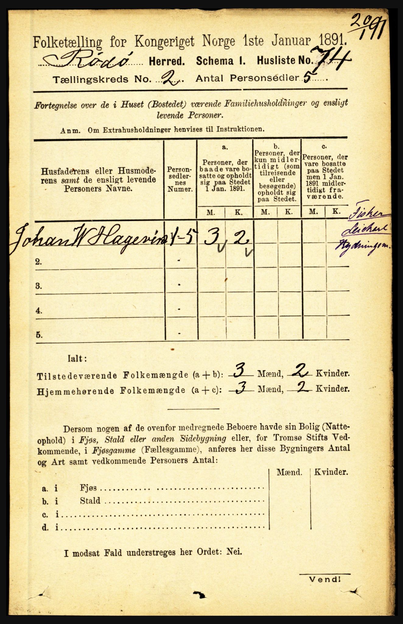 RA, Folketelling 1891 for 1836 Rødøy herred, 1891, s. 227