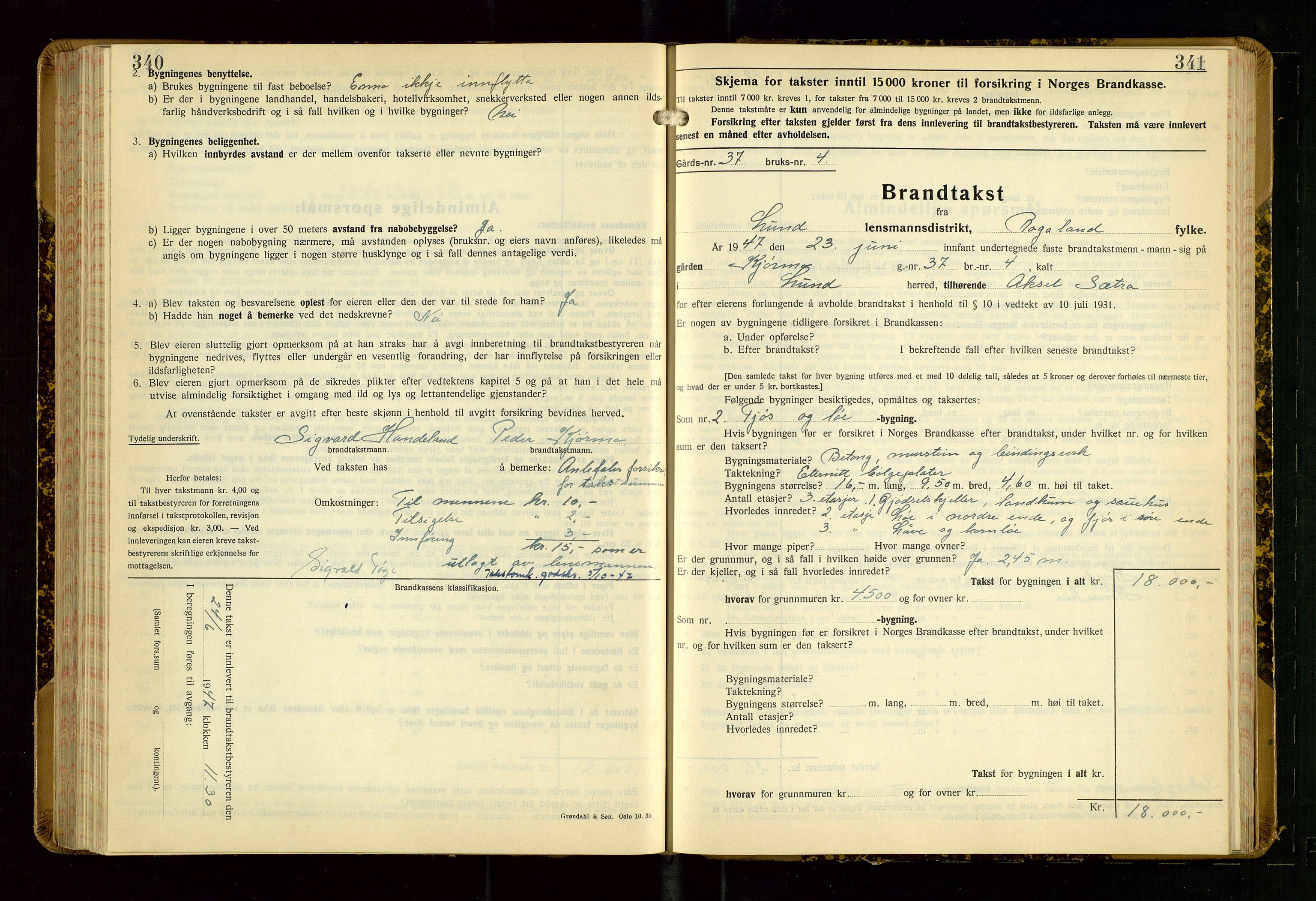 Lund lensmannskontor, AV/SAST-A-100303/Gob/L0006: "Brandtakstprotokoll", 1938-1951, s. 340-341