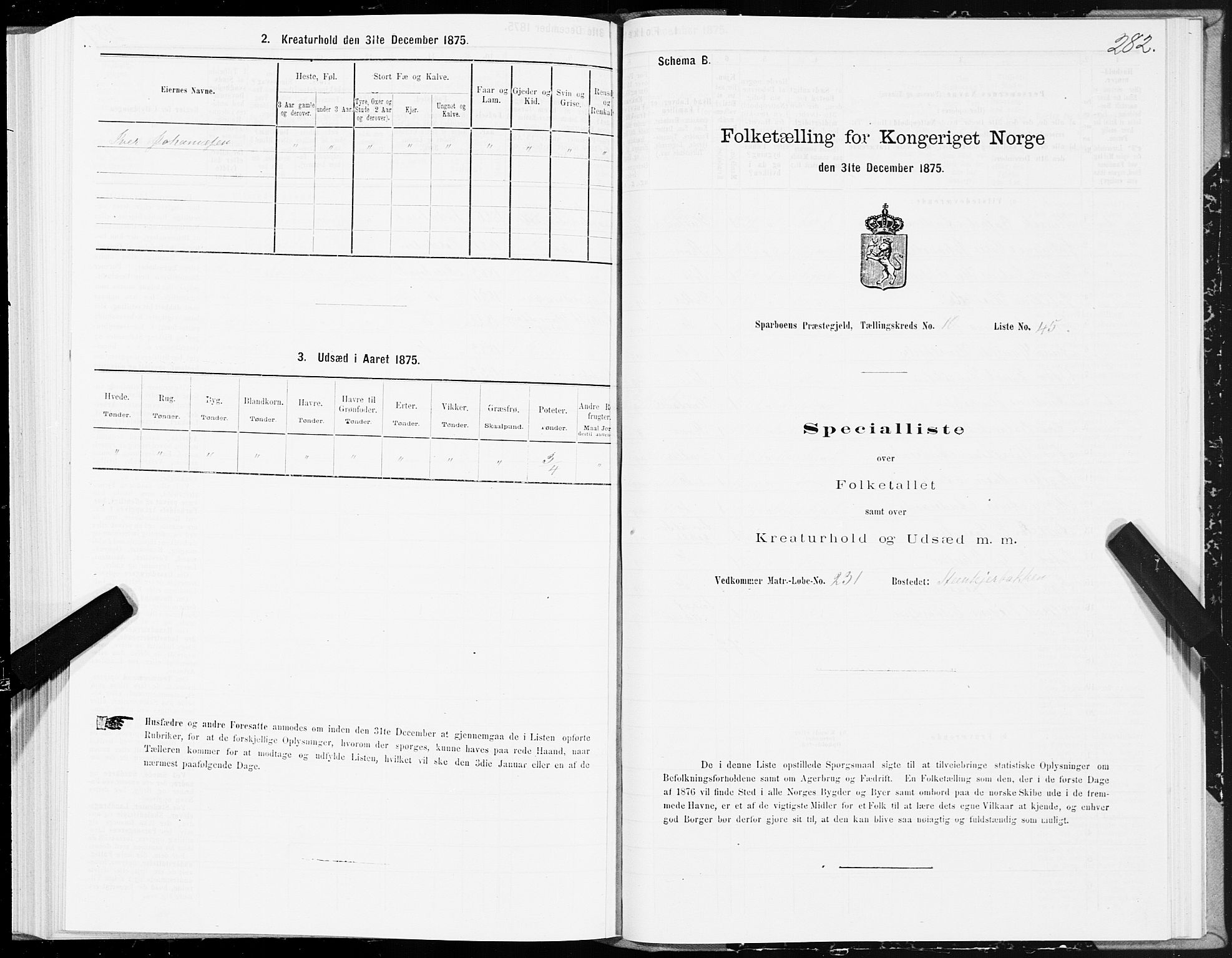SAT, Folketelling 1875 for 1731P Sparbu prestegjeld, 1875, s. 4282