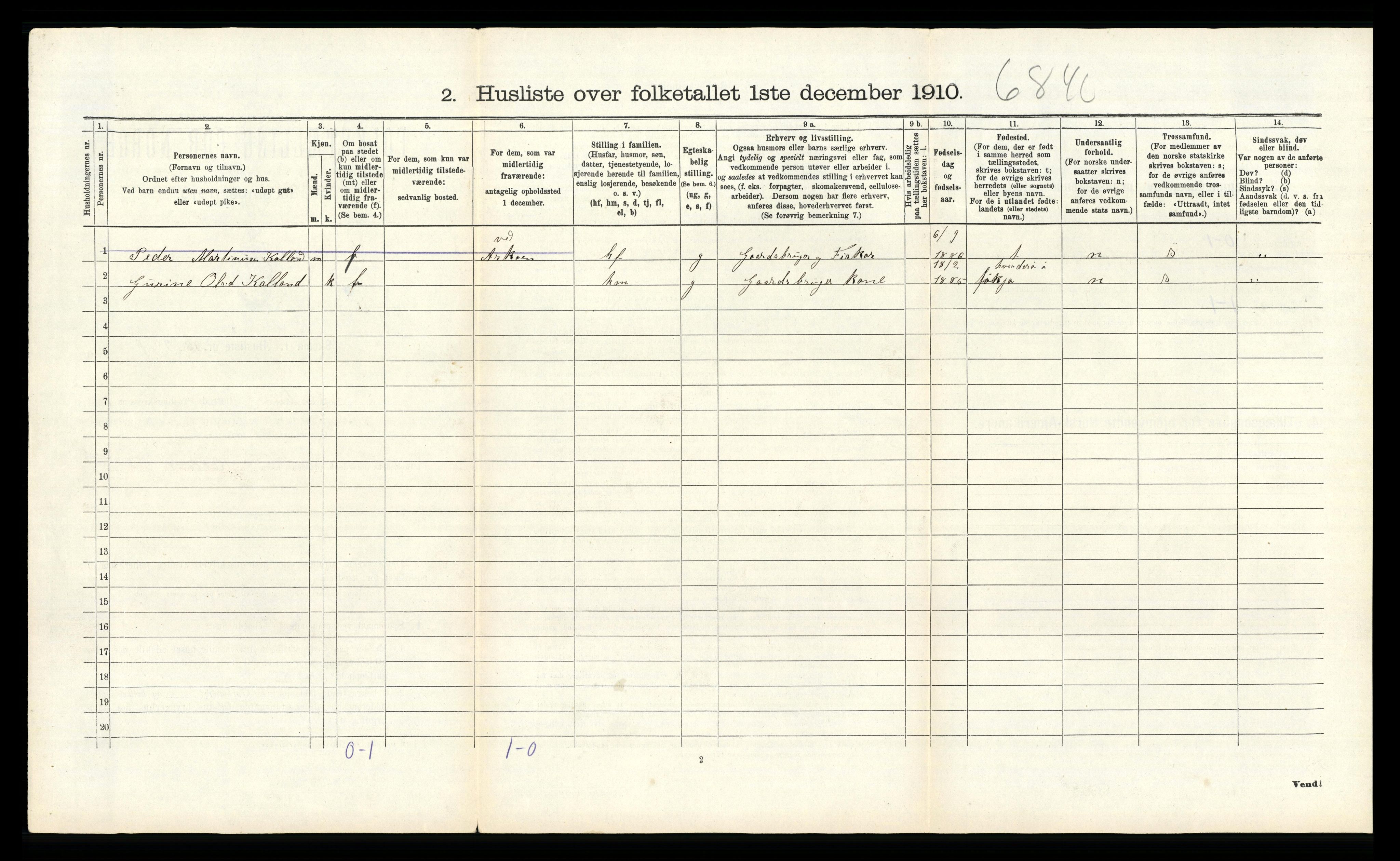 RA, Folketelling 1910 for 1264 Austrheim herred, 1910, s. 87